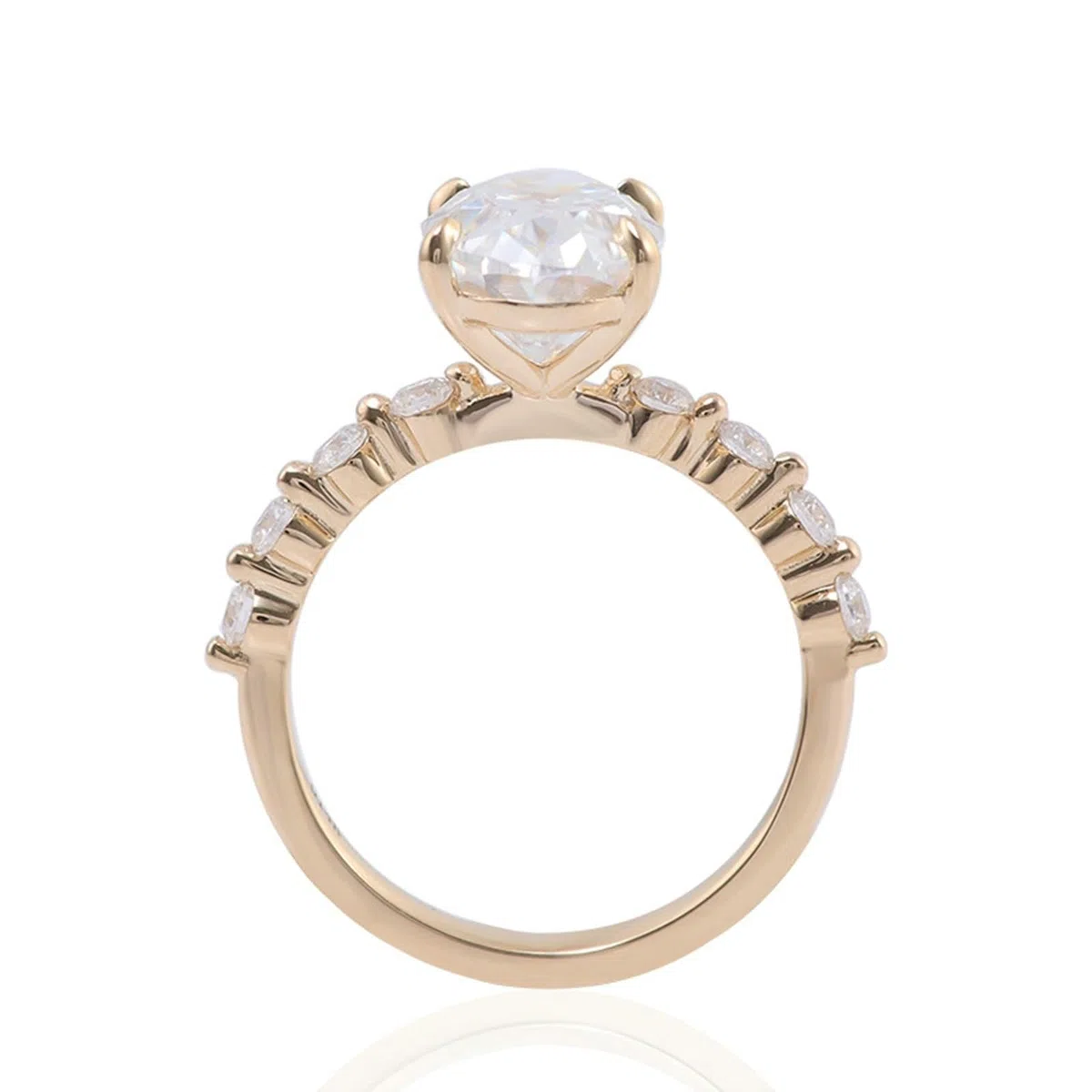 Wycian Anillo de propuesta de matrimonio, oro blanco, 9 K, moissanita, con moissanita ovalada de 1/2/3 quilates, talla 45 (14,3), fácil para hermana y Navidad, grabado