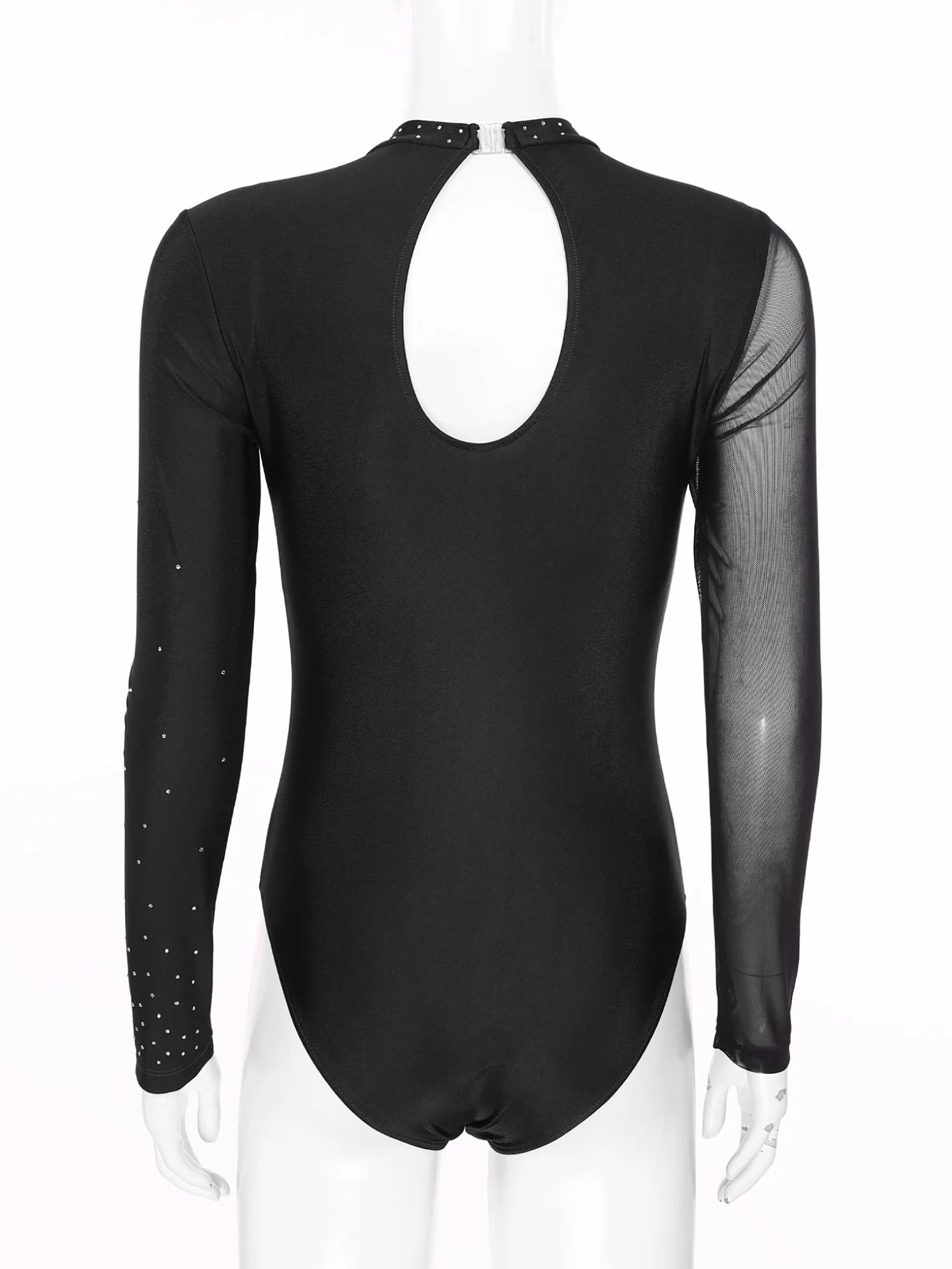 Maillot Gimnasia Ritmica Brillantes Leotardo Ballet Mujer Manga Larga Body Patinaje Artistico