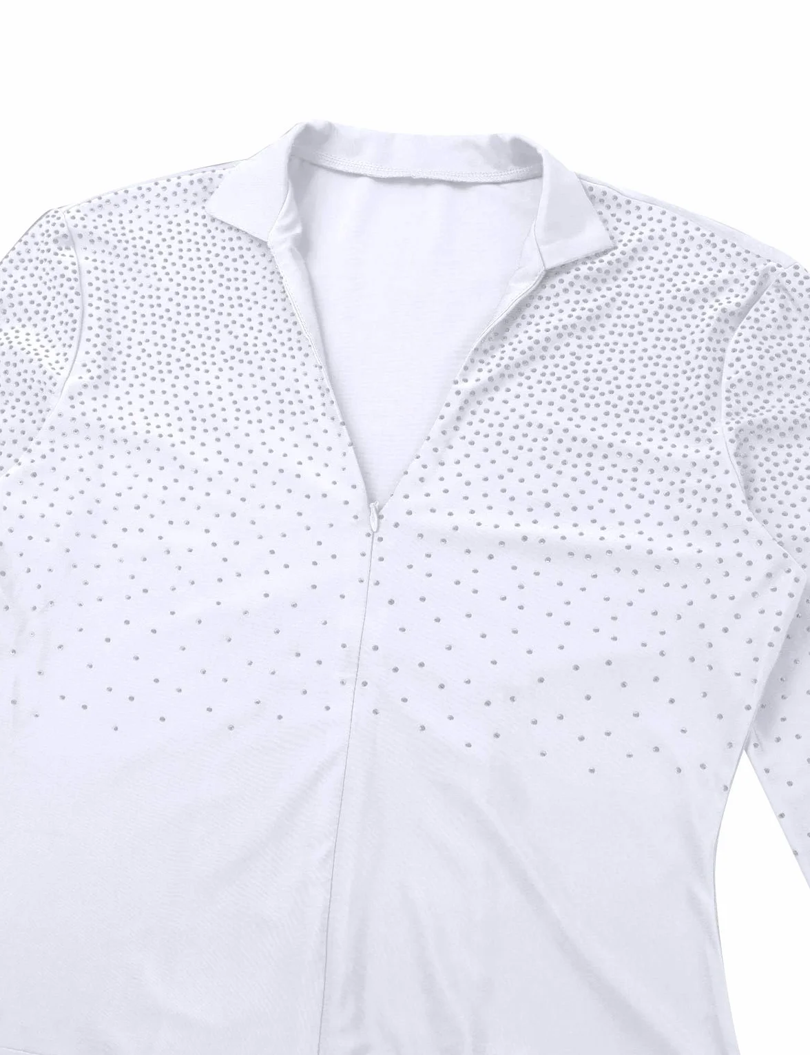 Hombre Camisa de Danza Latina Tango Body Baile Manga Larga Escote Cuello en V Diamantes Brillante Traje de Bailarina
