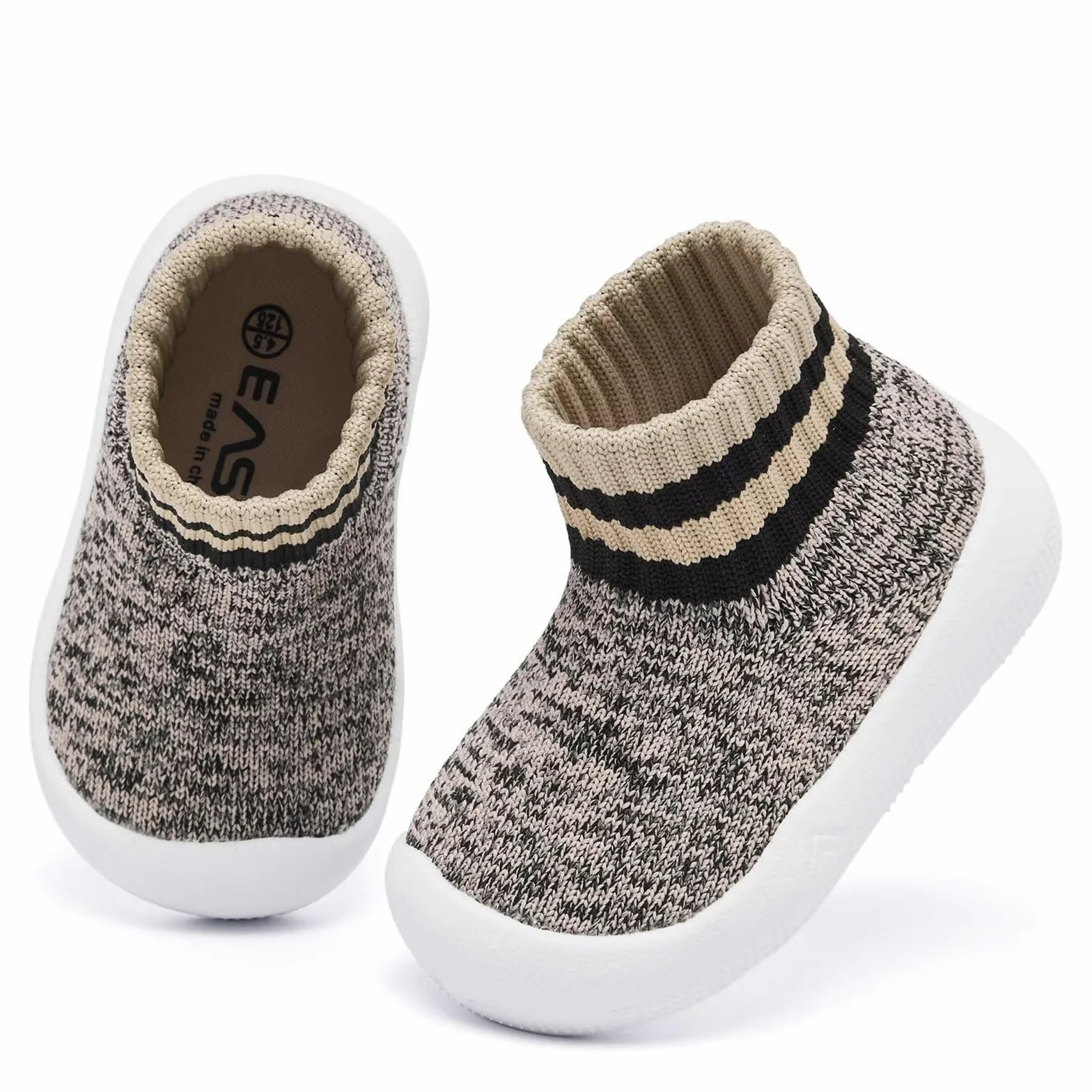 Eashi Zapatos antideslizantes para niños y niñas, transpirables, cálidos, elásticos, con suela viscoelástica, para proteger los dedos de los pies, tenis para exteriores