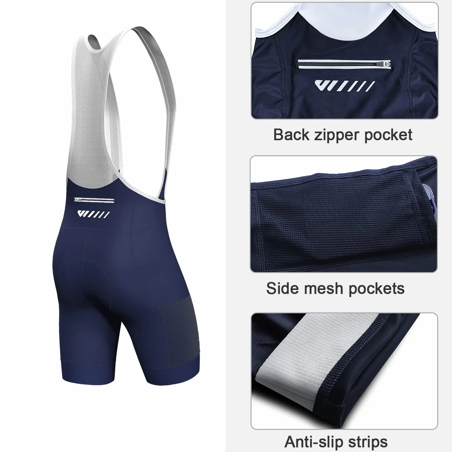 Lo.gas Pantalones cortos de ciclismo para hombre, acolchado de gel con bolsillos, transpirable de secado rápido para hombres
