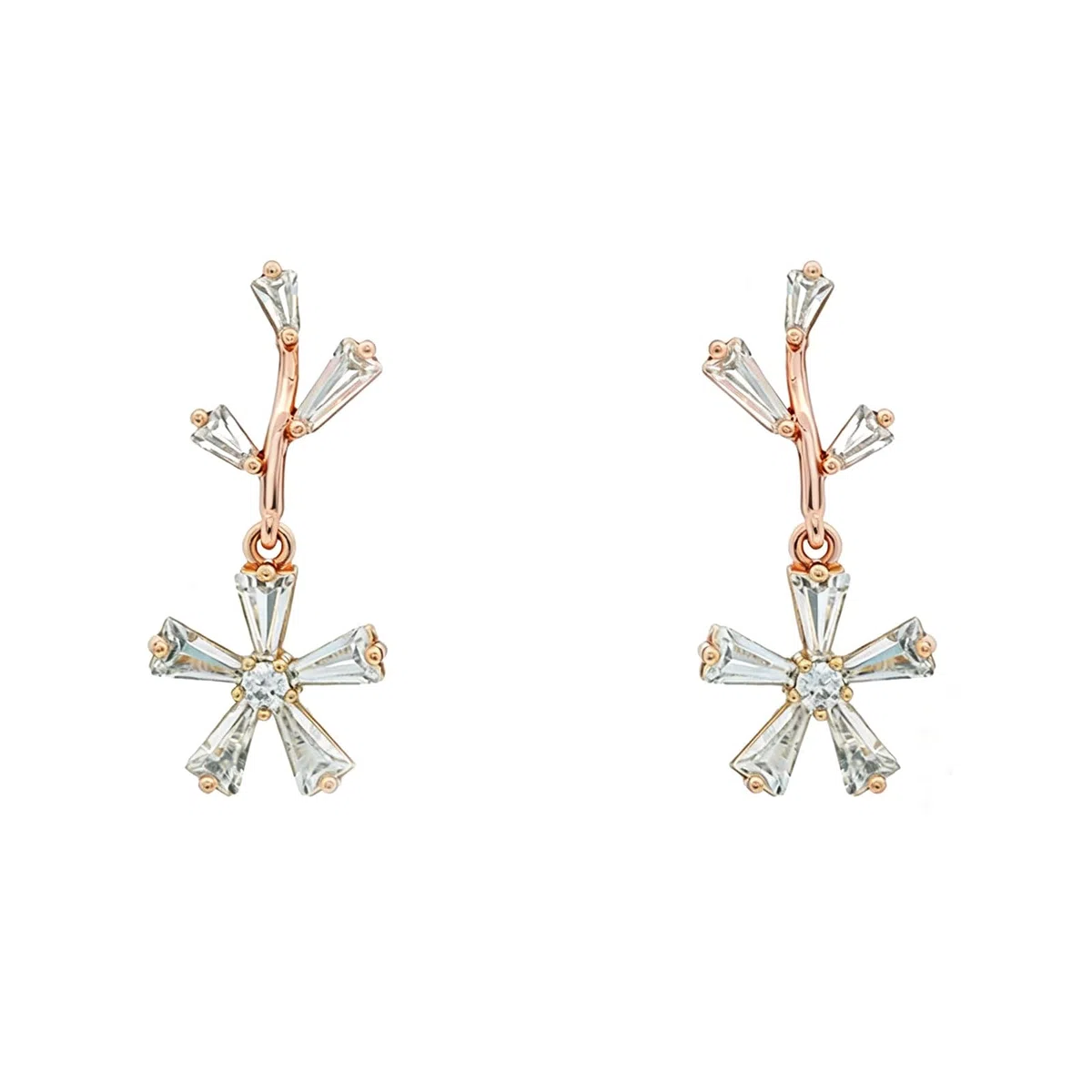 Pendientes de rama y flor de moissanita