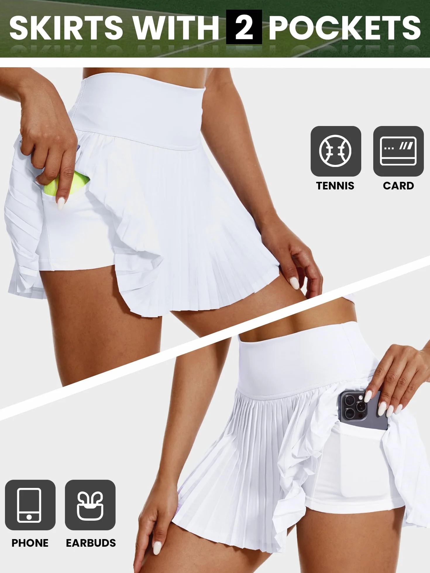 Falda de Tenis Plisada Mujer con Bolsillo Falda Pantalon Cintura Alta Elástica Falda de Golf Atléticas para Verano, Yoga, Senderismo, Correr