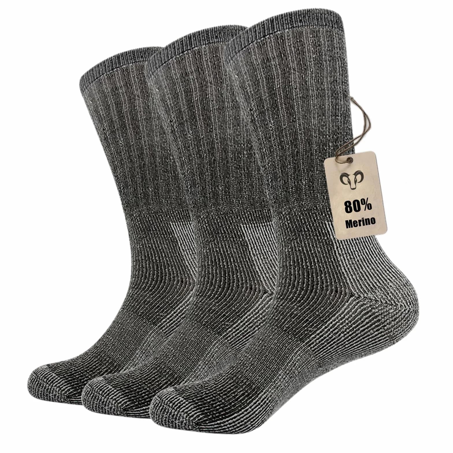 Vihir Calcetines de merino para hombre – Tubo largo Merino Sport Calcetines para esquí, trekking, senderismo, 3 pares…
