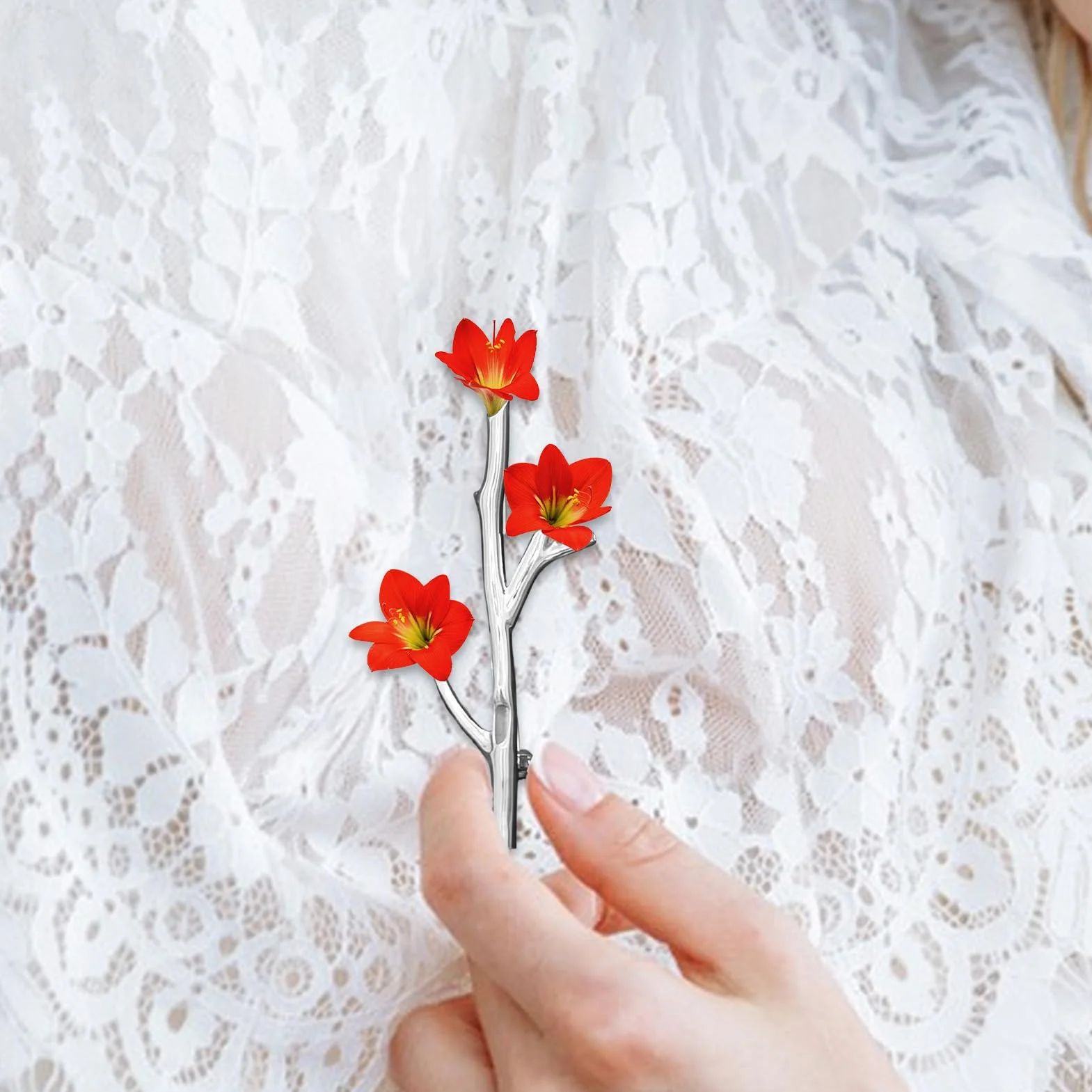 Broche Porta Ramo | Pin para Flores Frescas y Secas con Forma de Rama | Accesorio Elegante para Chaqueta, Sombrero Bolso | Para Bodas, el Día a Día