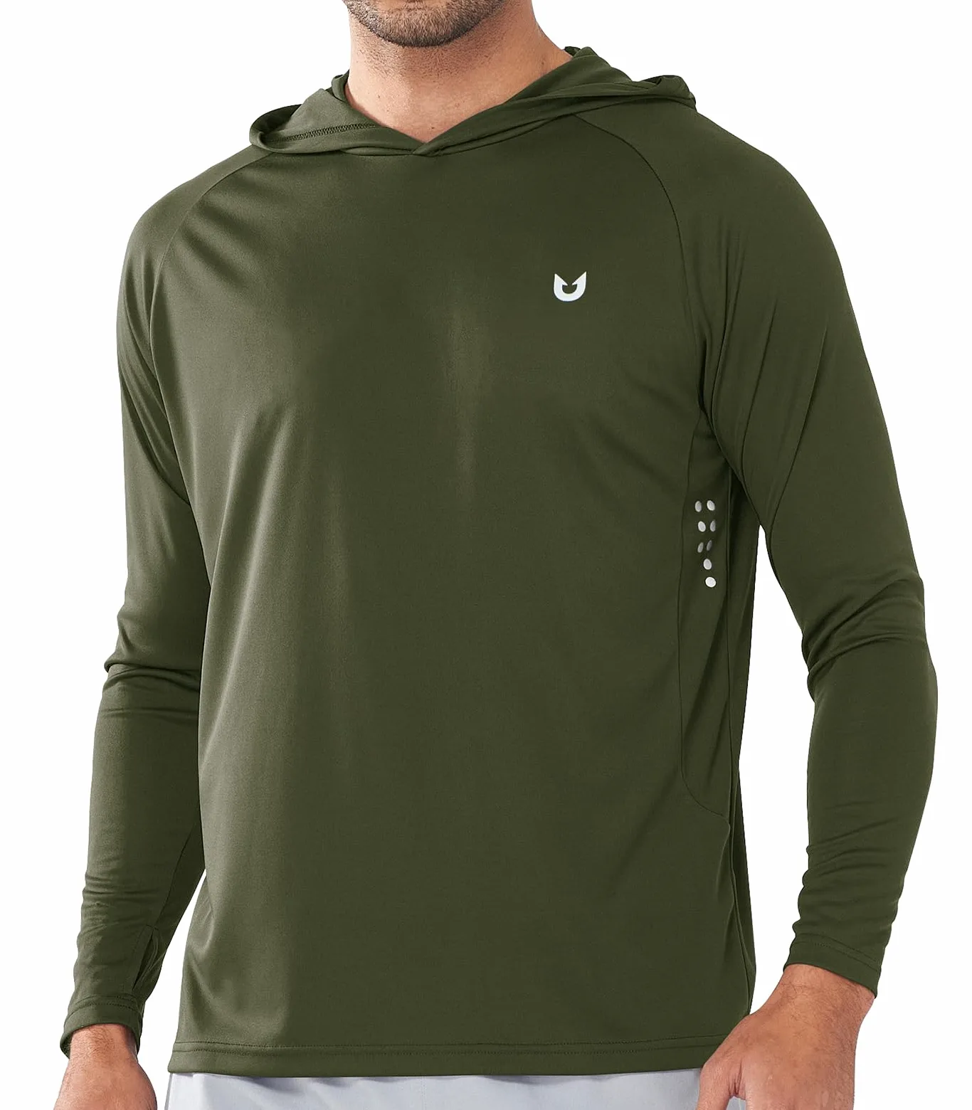 NORTHYARD Sudadera con Capucha UPF 50+ para Hombre, Camiseta de protección Solar de Manga Larga, protección Solar, protección UV, para Correr, Senderismo, Pesca, Verde Armada (Armygreen), Small