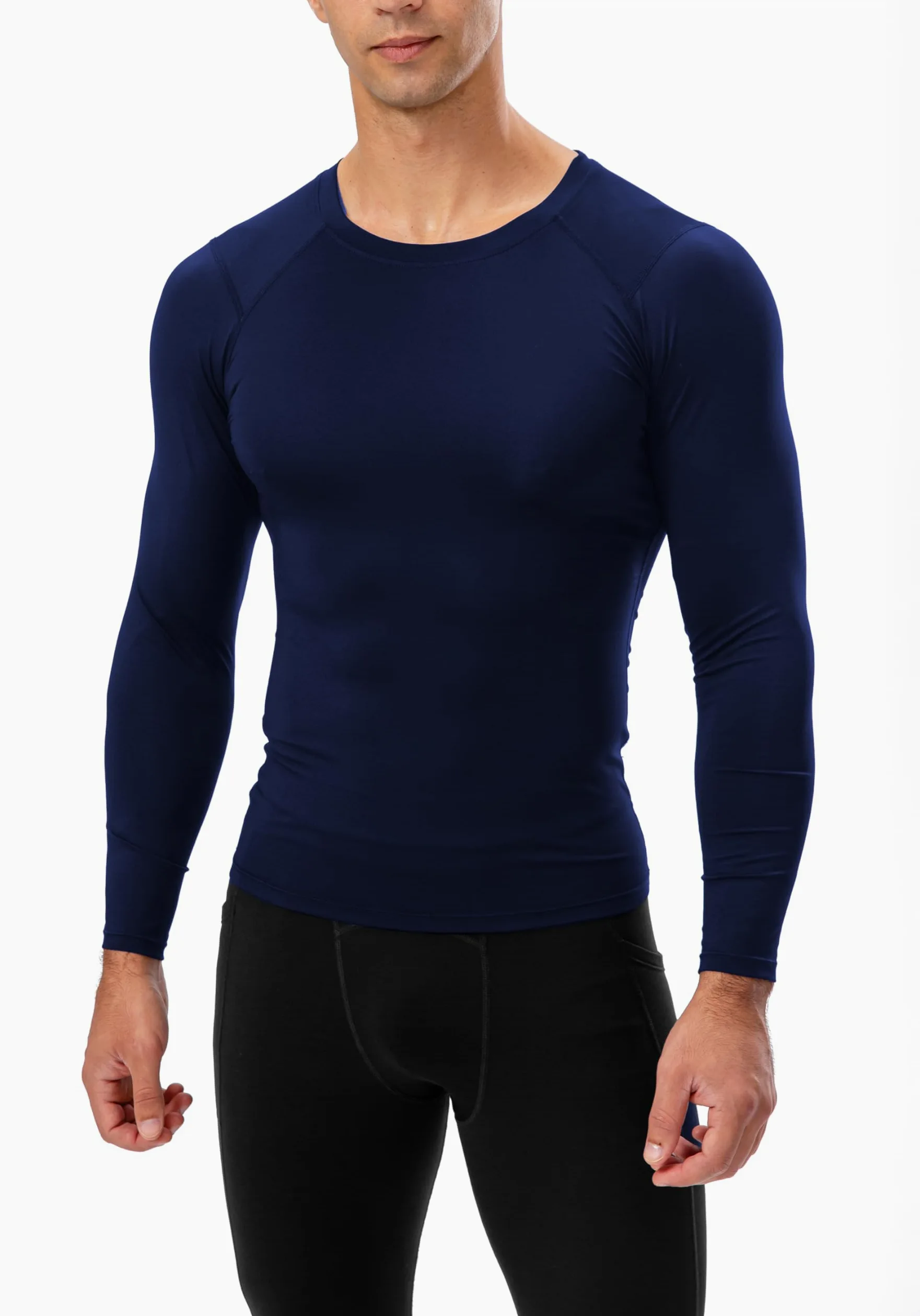 Camisas de compresión de manga larga para hombre, ropa interior deportiva fresca y seca, camiseta de entrenamiento atlético, capa base, para correr, paquete de 1/2 unidades