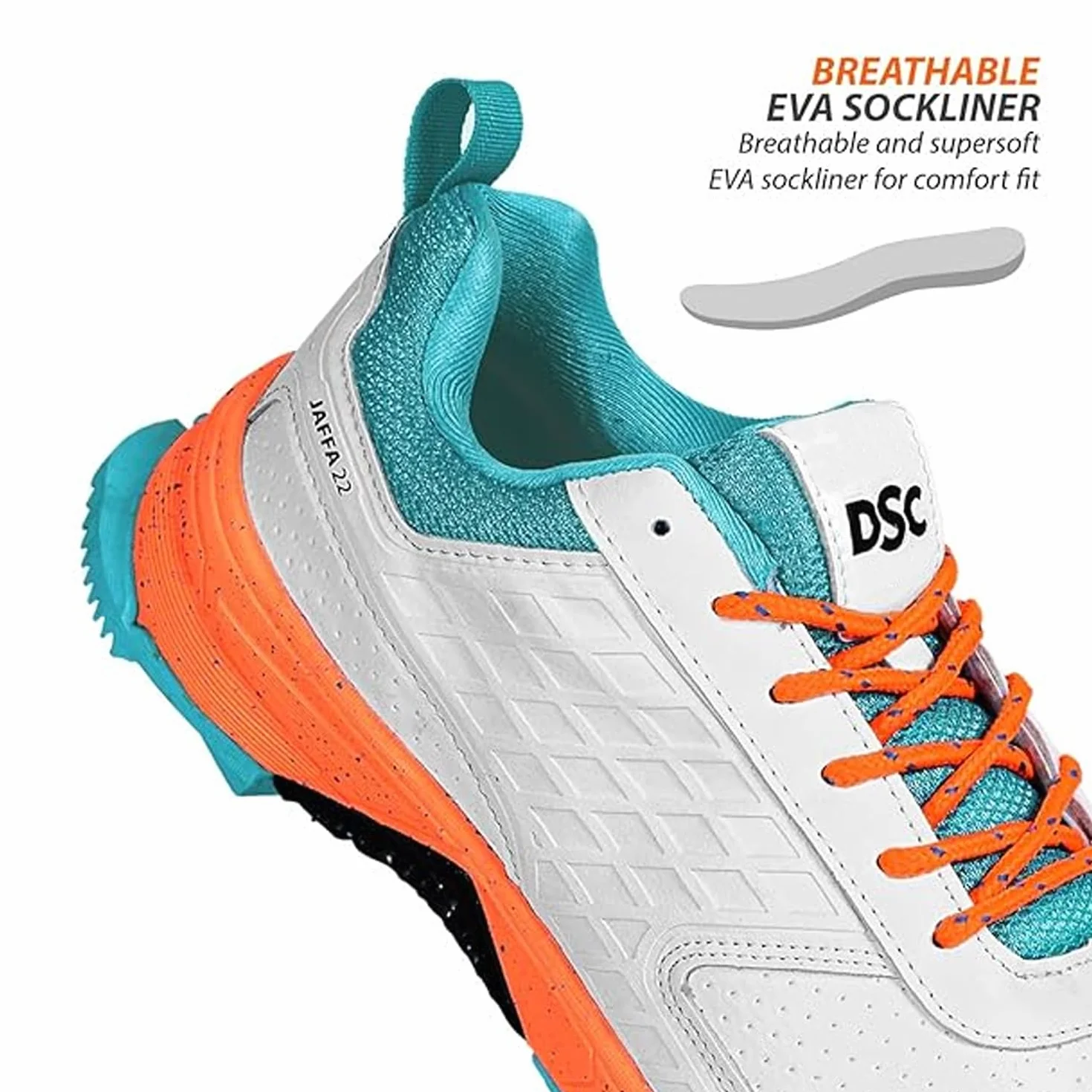 DSC Jaffa 22 Cricket Shoes Men Boys UK 6 EU 40 White Orange