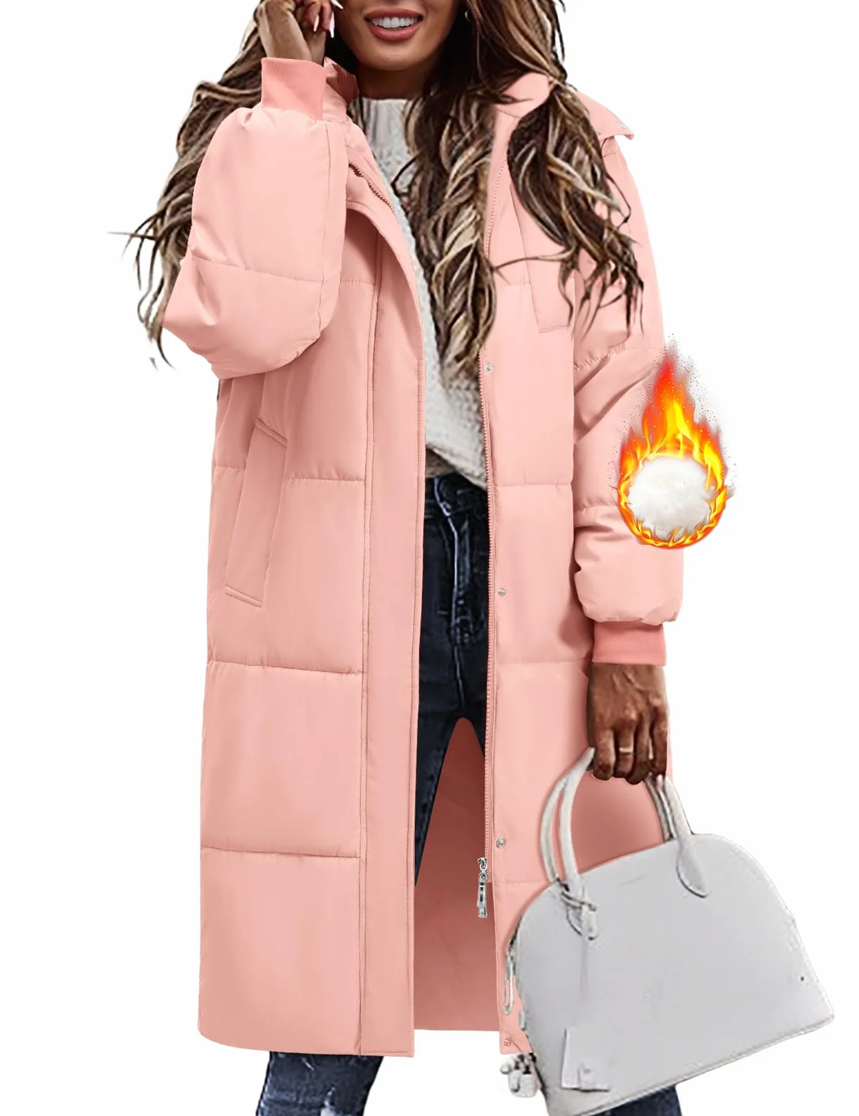 Vancavoo Abrigo Largo de Acolchado para Mujer Chaqueta de Invierno Cálido