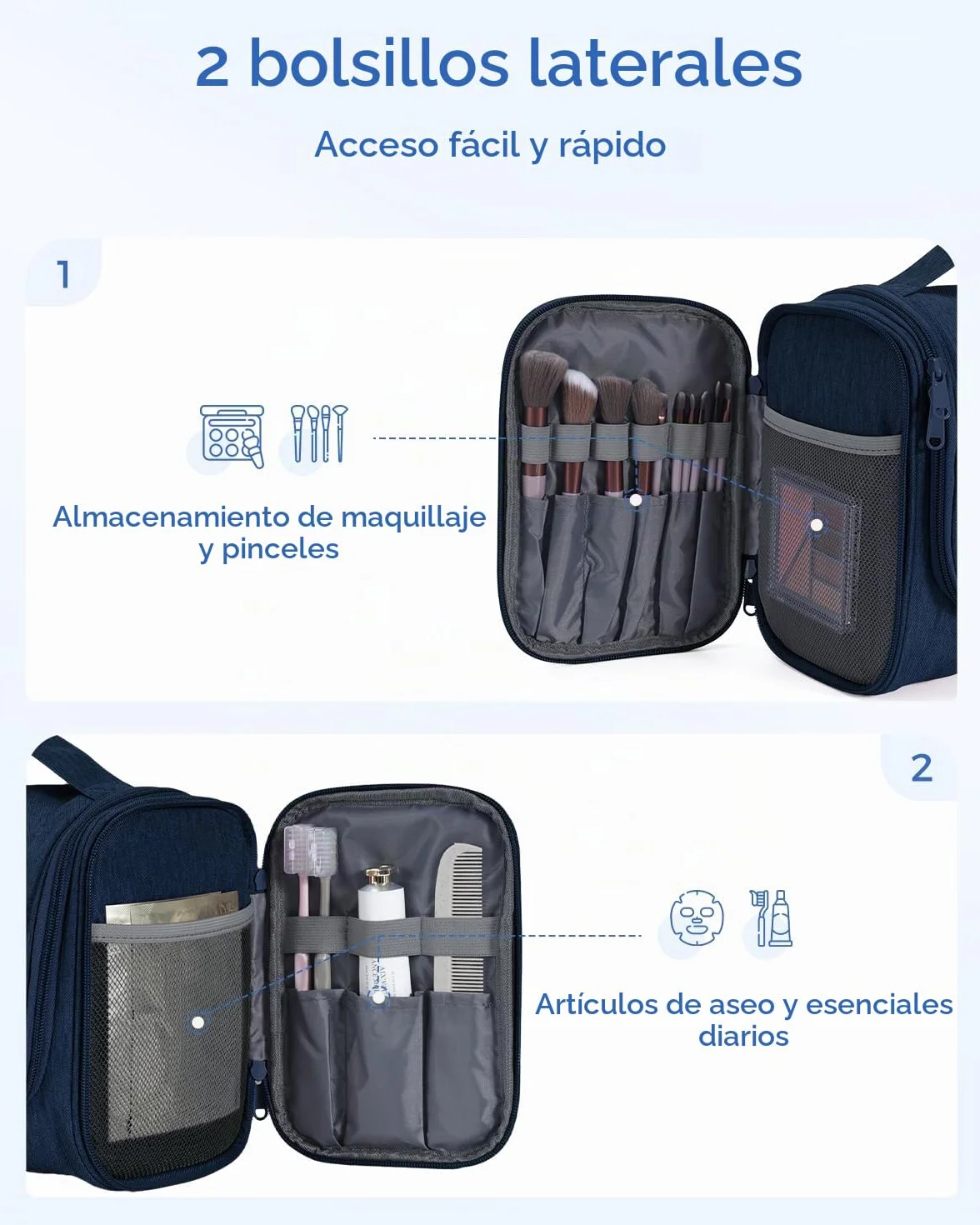 WANDF Neceser para Colgar Impermeable Bolsa de Aseo Colgante Viaje Hombre Bolsa de Cosméticos y Maquillaje para Mujer