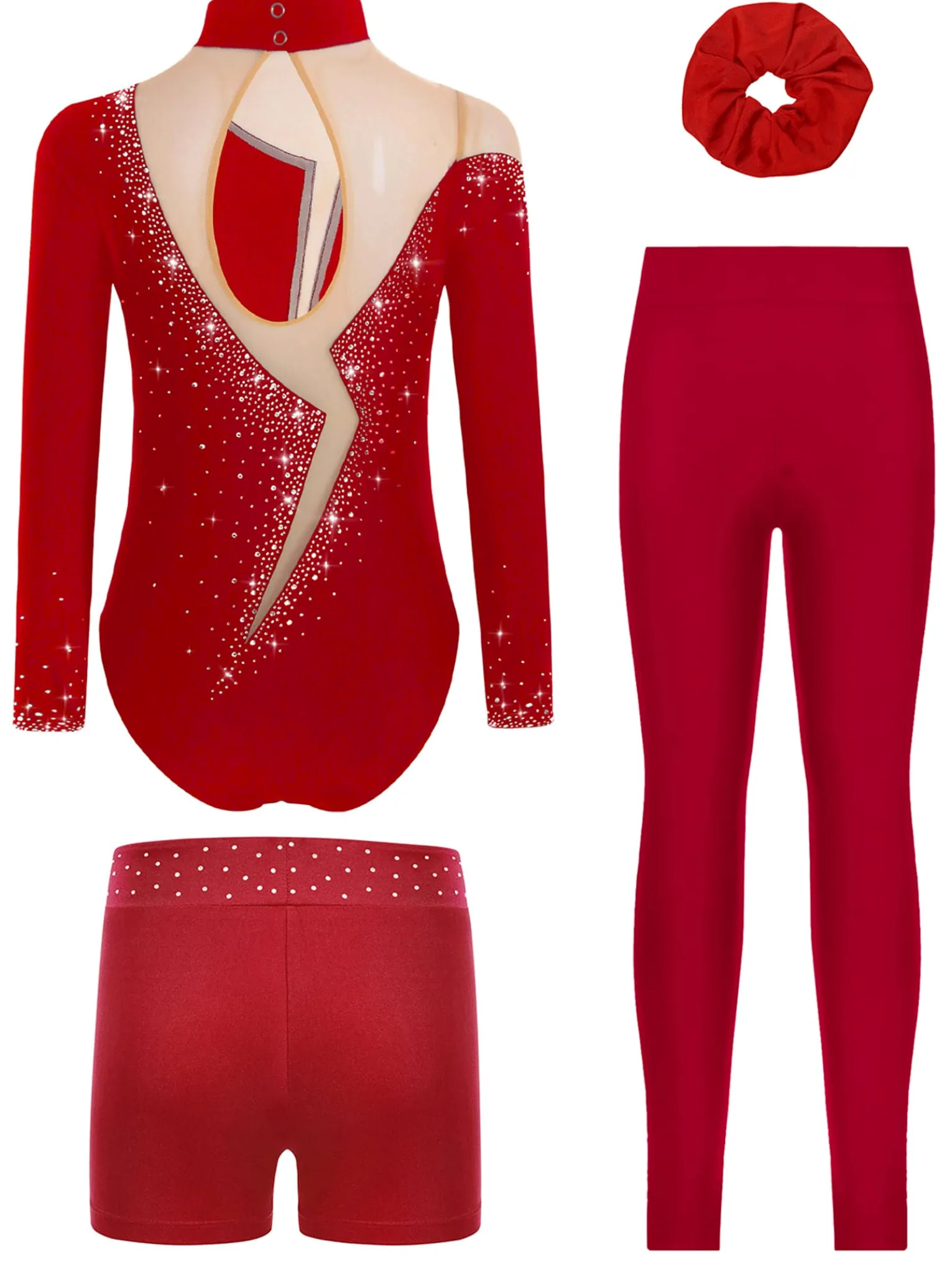 Traje Gimnasia Con Brillo Niña Años Traje Gimnasia Manga Larga Patinaje Artístico Body Mono Camiseta Leotardos Competencia Baile