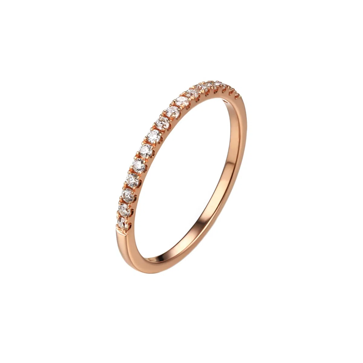 Anillo de boda para mujer, diseño de rosa, 18 K, apilable, con corte redondo, tamaño 66 (21.0)