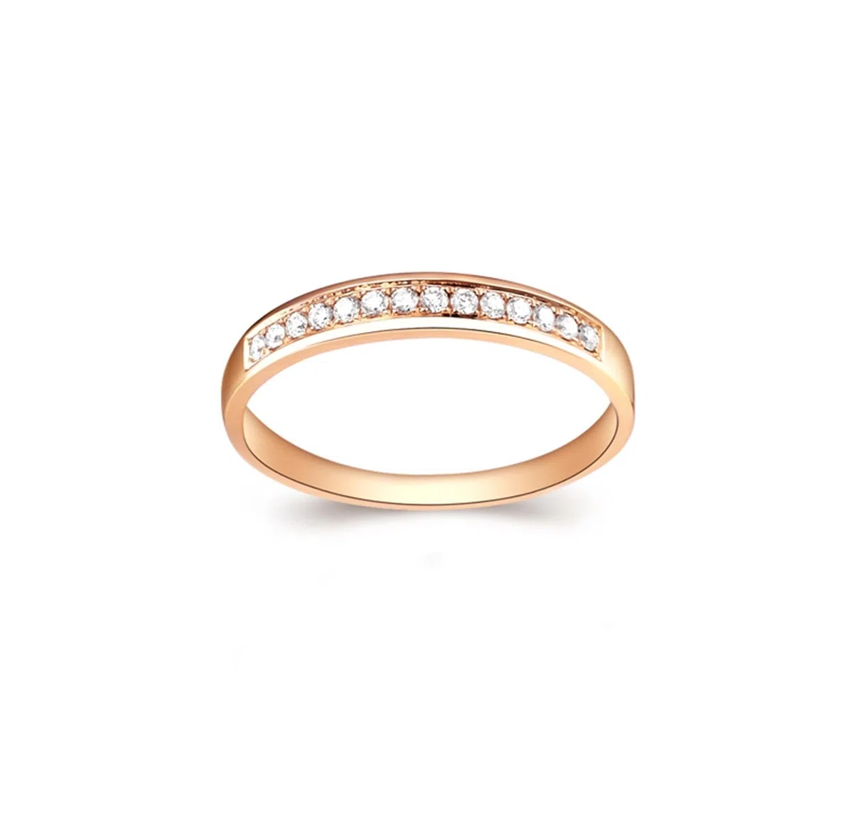 Anillo de mujer de oro rosa auténtico, anillos de compromiso de oro auténtico, alianzas de media eternidad, 0,15 quilates de diamante para mujer