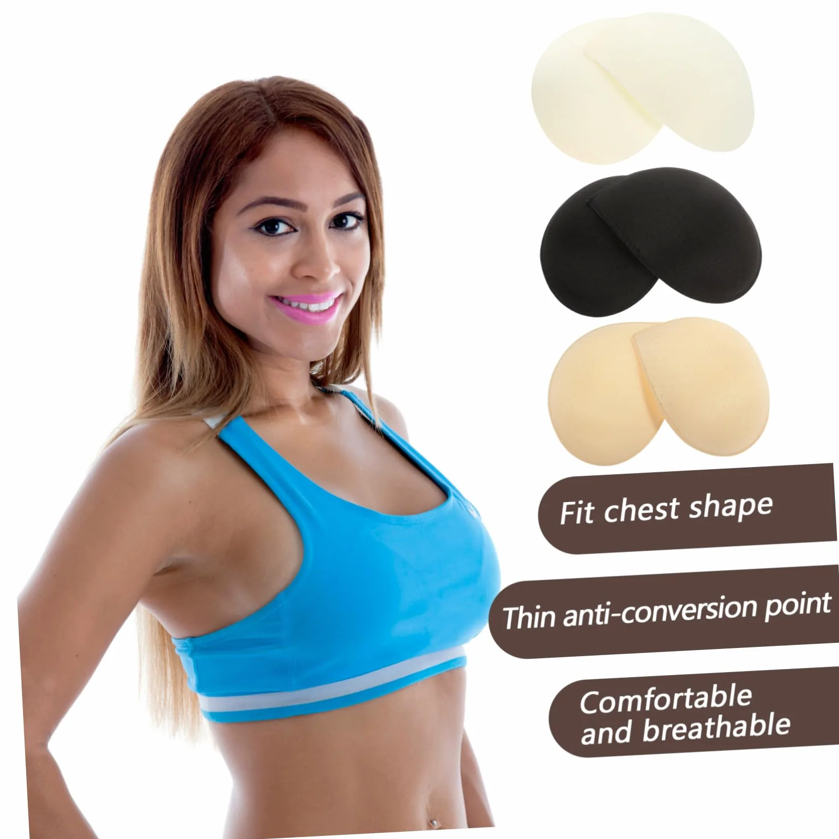 6 Pares de Almohadillas de Inserción para Sujetadores Deportivas de Esponja, Relleno Removible para Sujetador y Sujetador de Lactancia, Fáciles de Guardar y Mejorar el Pecho