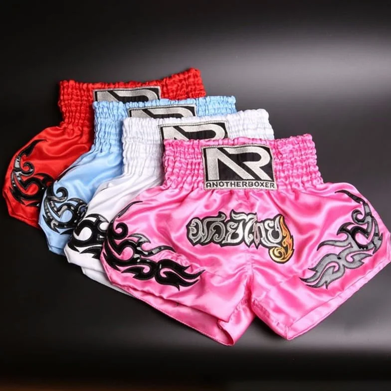 Pantalones cortos de kickboxing para mujer, para entrenamiento de Muay Thai, ropa de lucha MMA transpirable de poliéster con cintura elástica para boxeo y fitness