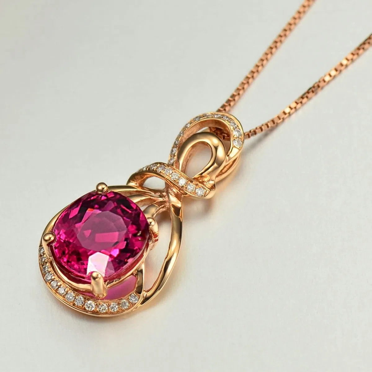 Collar de moda para mujer, collar con colgante de turmalina con rojo de 3,52 quilates frente a piedra preciosa de corte muy bueno de 18 quilates, lujoso collar de regalo para mujer, Turmalina Diamante