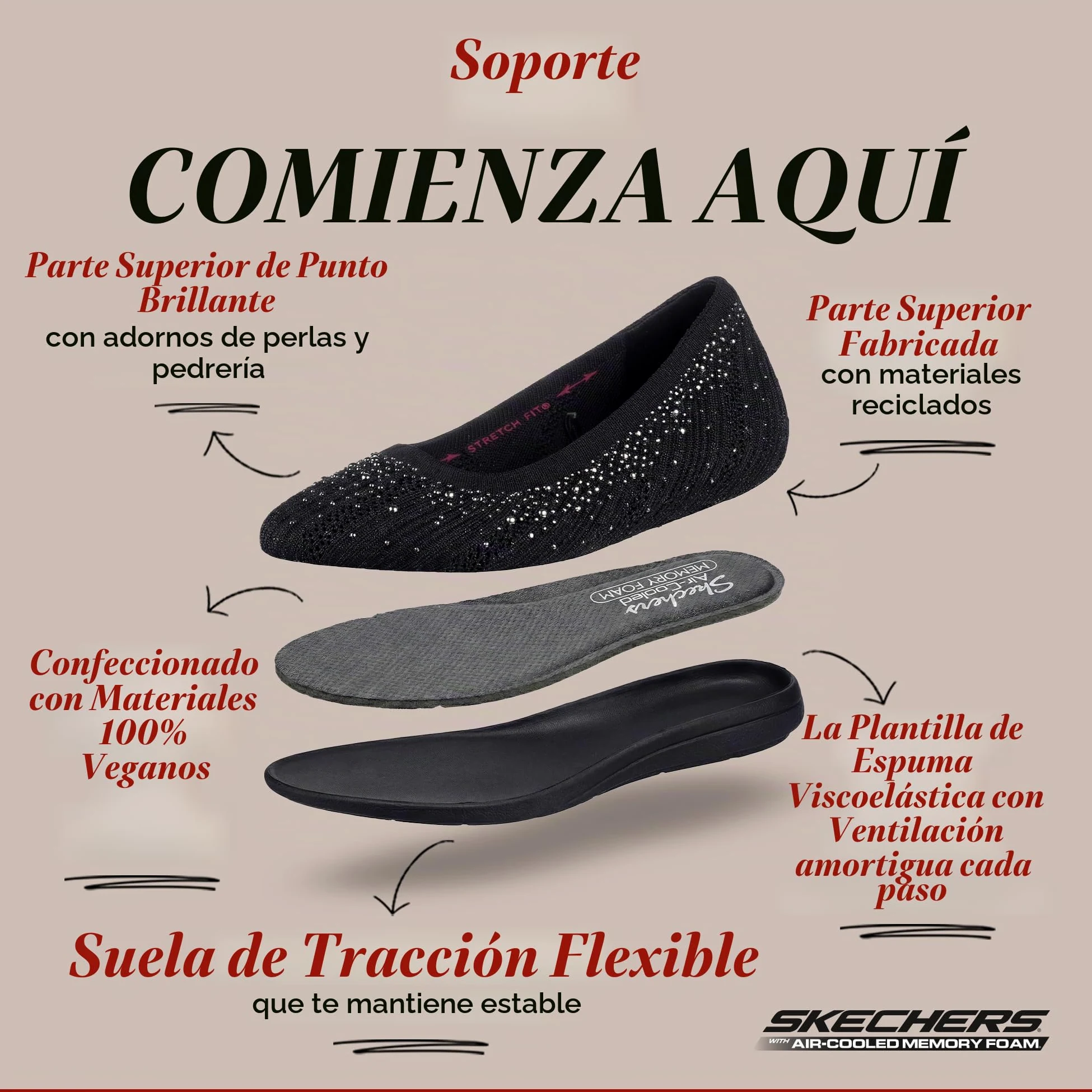 Skechers Cleo 2.0 - Glitzy Daze Zapatos Tipo balletMujer