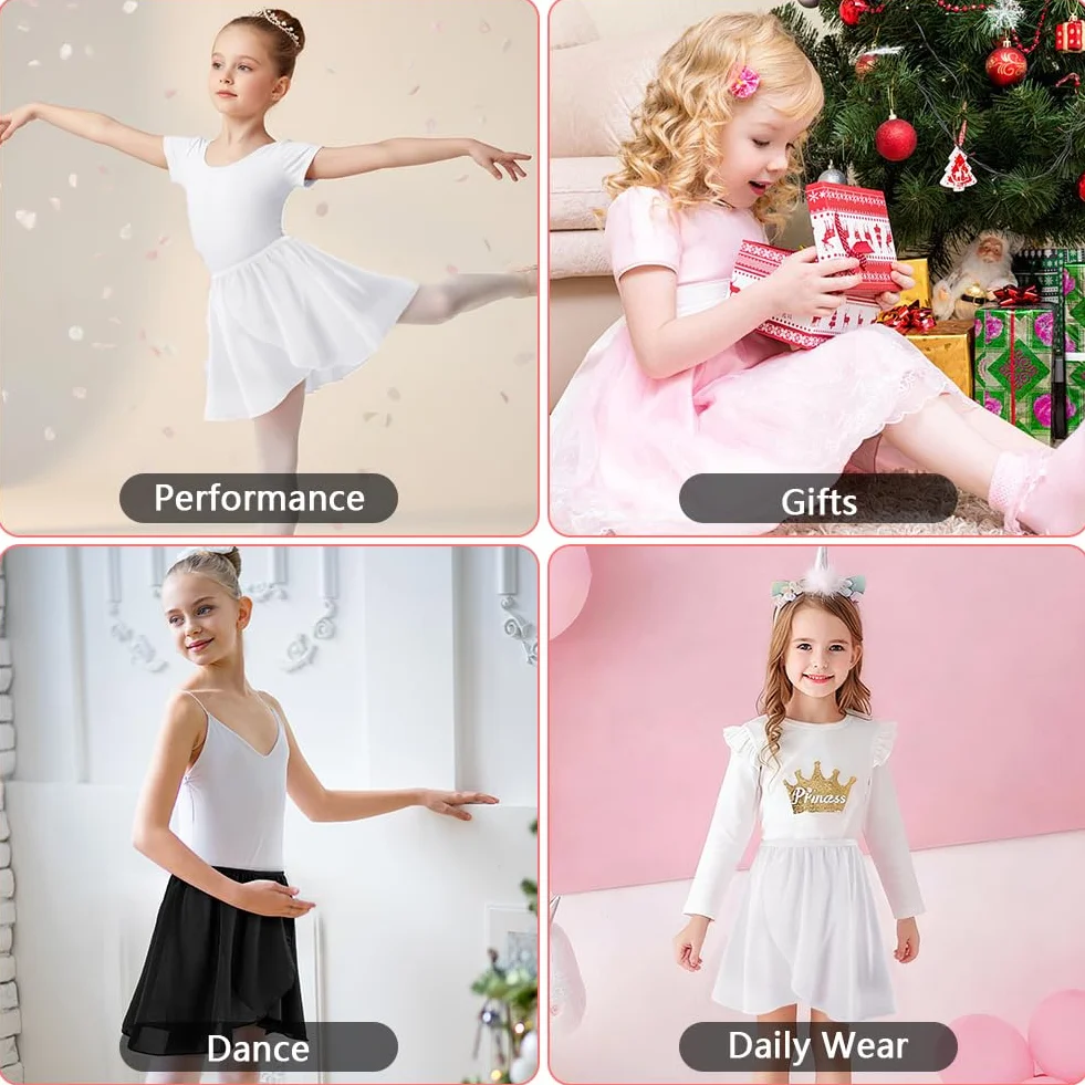 Falda de Danza Ballet para Niña, Falda Corta Gasa de Baile, Faldas Cruzada de Ballet con Cintura Elástica