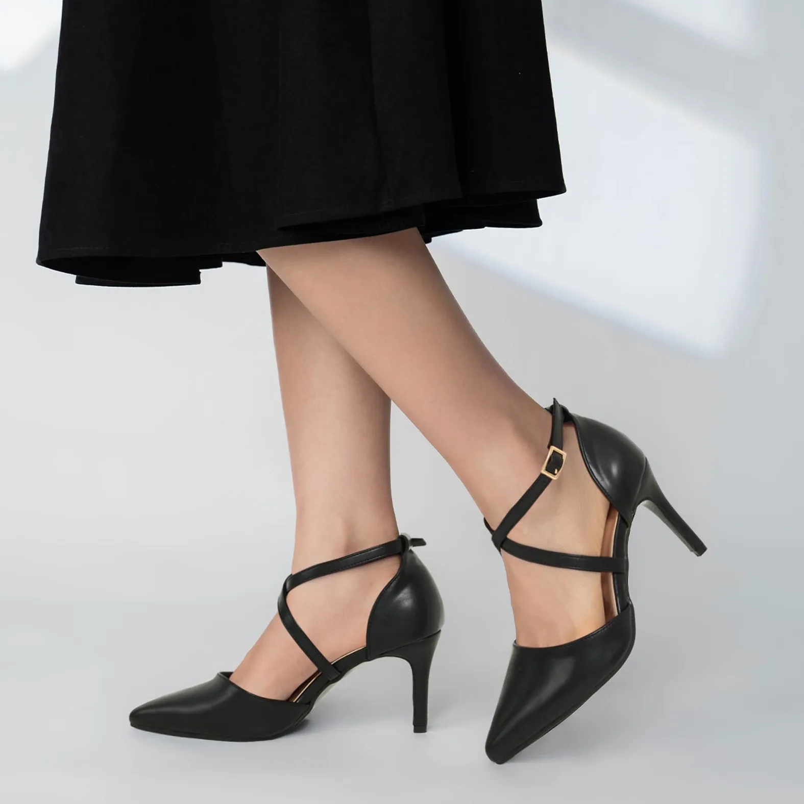 Hoefirm Zapatos Tacón Alto Mujer Sexy Zapatos de Vestir Punta Correa de Tobillo para Fiesta Salón