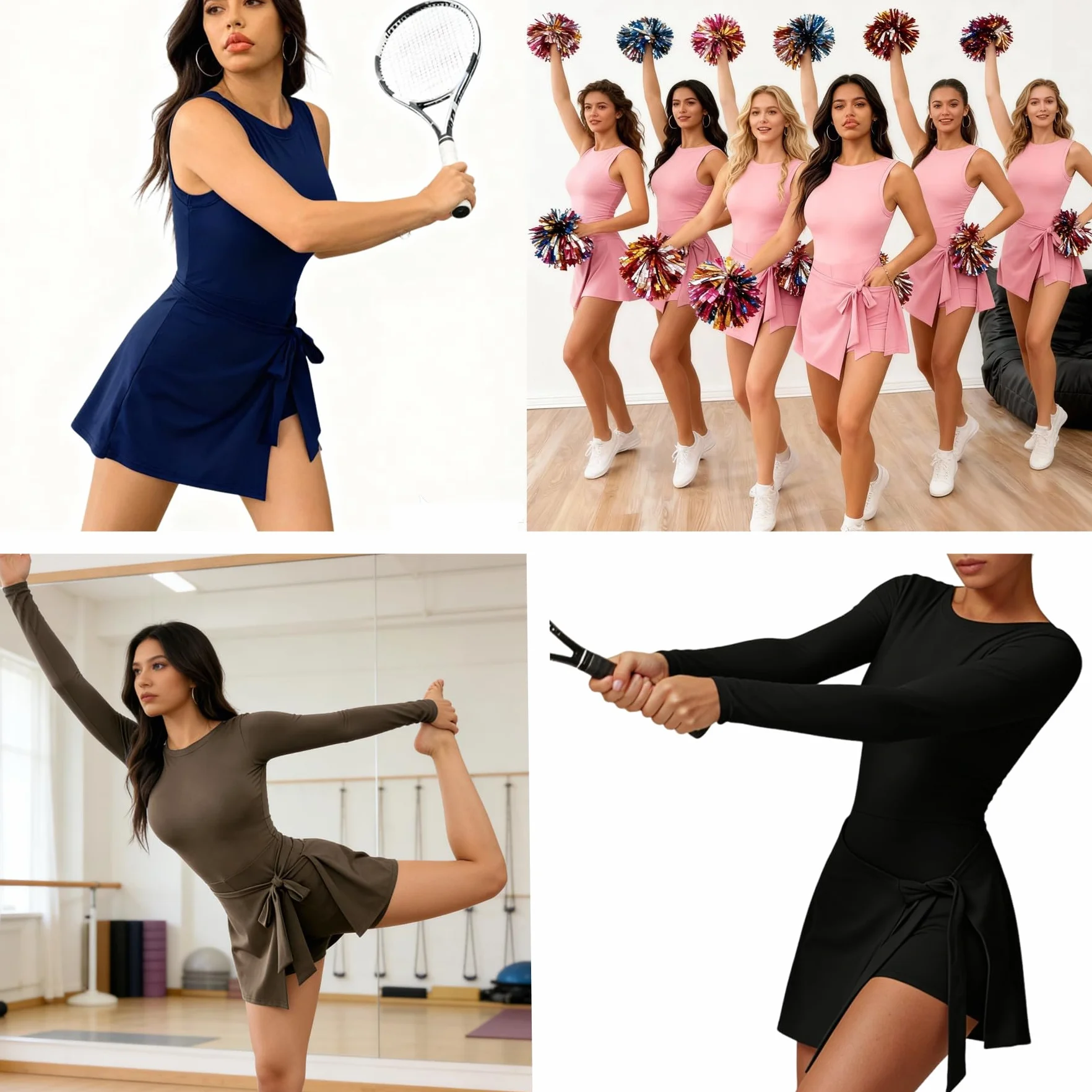 Vestido Tenis Mujer Athletic Dress con Pantalón Integrado Corto Bolsillos Minifalda Deportiva Golf Fitness