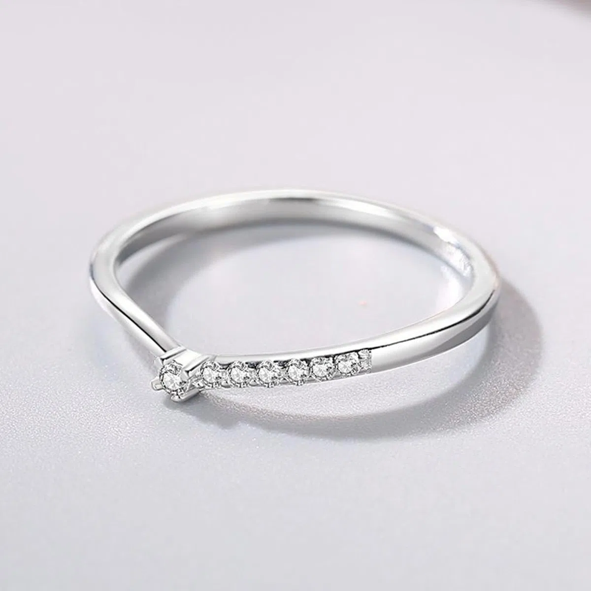 Anillo de oro blanco Au 375/585/750 para parejas de oro auténtico, anillo apilable clásico para parejas con diamante, anillos de amistad 9 K/14 K/18 K, oro blanco, talla 47-65
