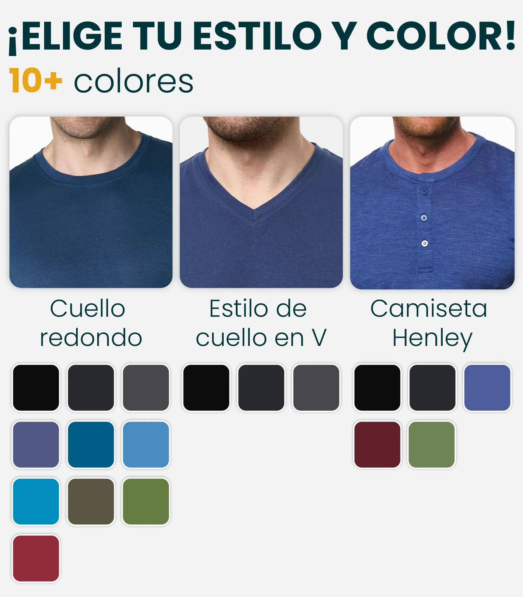 Merino.tech Camiseta Manga Larga Lana Merino Hombre - 100% Lana Merino | Cuello redondo o en V, no pica, ideal para casual u oficina, antiolores, transpirable