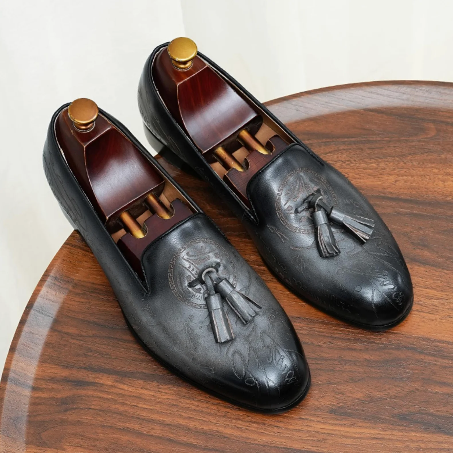 Genérico Mocasines Hombre con Borlas Zapatos Elegantes Formales de Lujo Slip On Calzado Business para Boda Oficina Eventos y Ceremonias