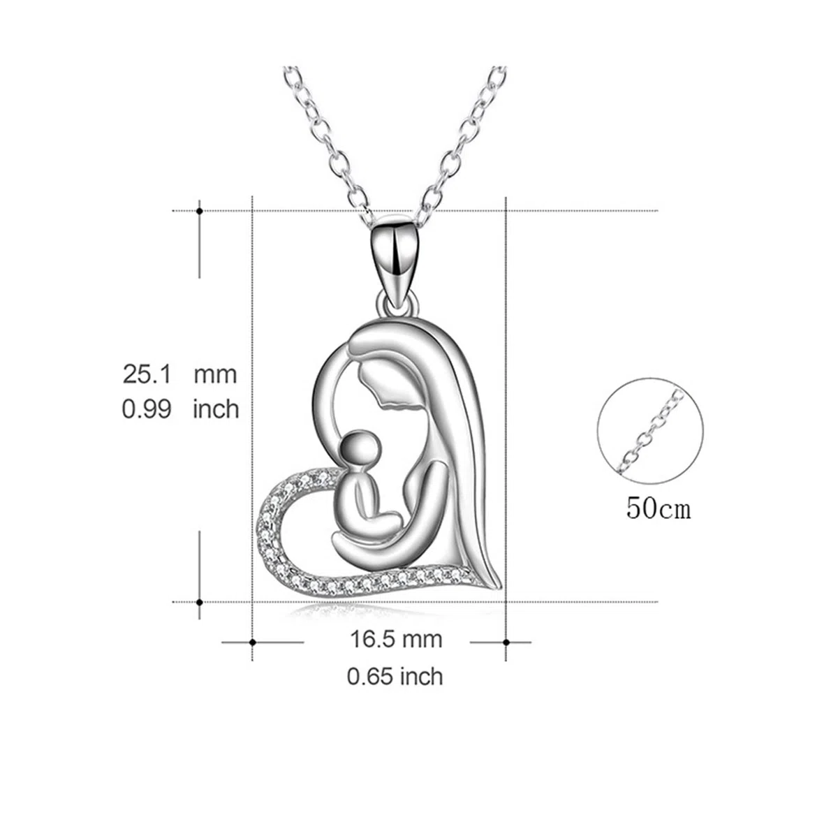 Collar de 14 quilates con colgante, collar de mujer con corazón de diamante, collar simple Rolo, regalo para el día de la madre, 50CM, Vidrio Cuero, Diamante
