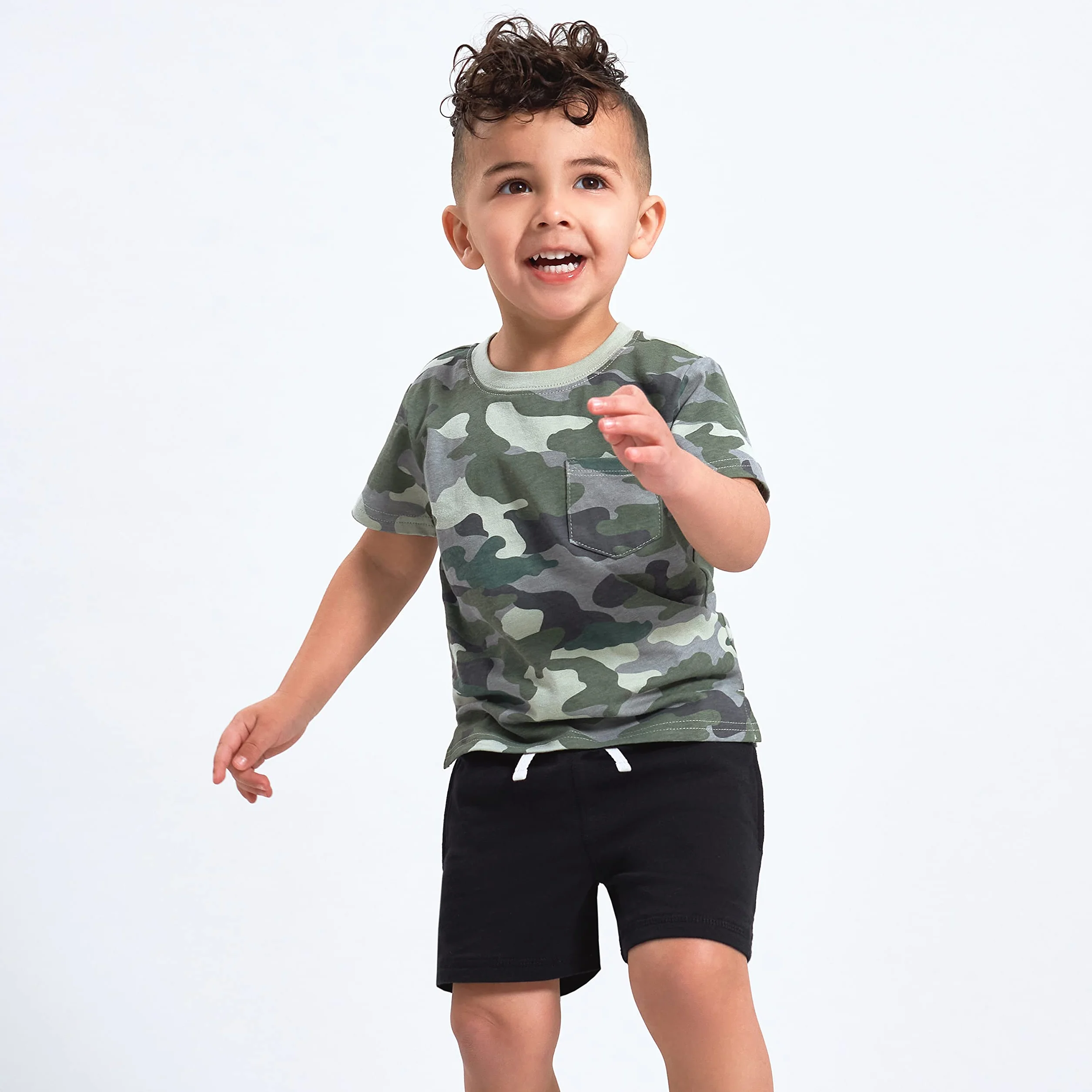 Gerber - Pantalones cortos de punto, 3 unidades, gris/negro/jaspeado oscuro, de 2 años