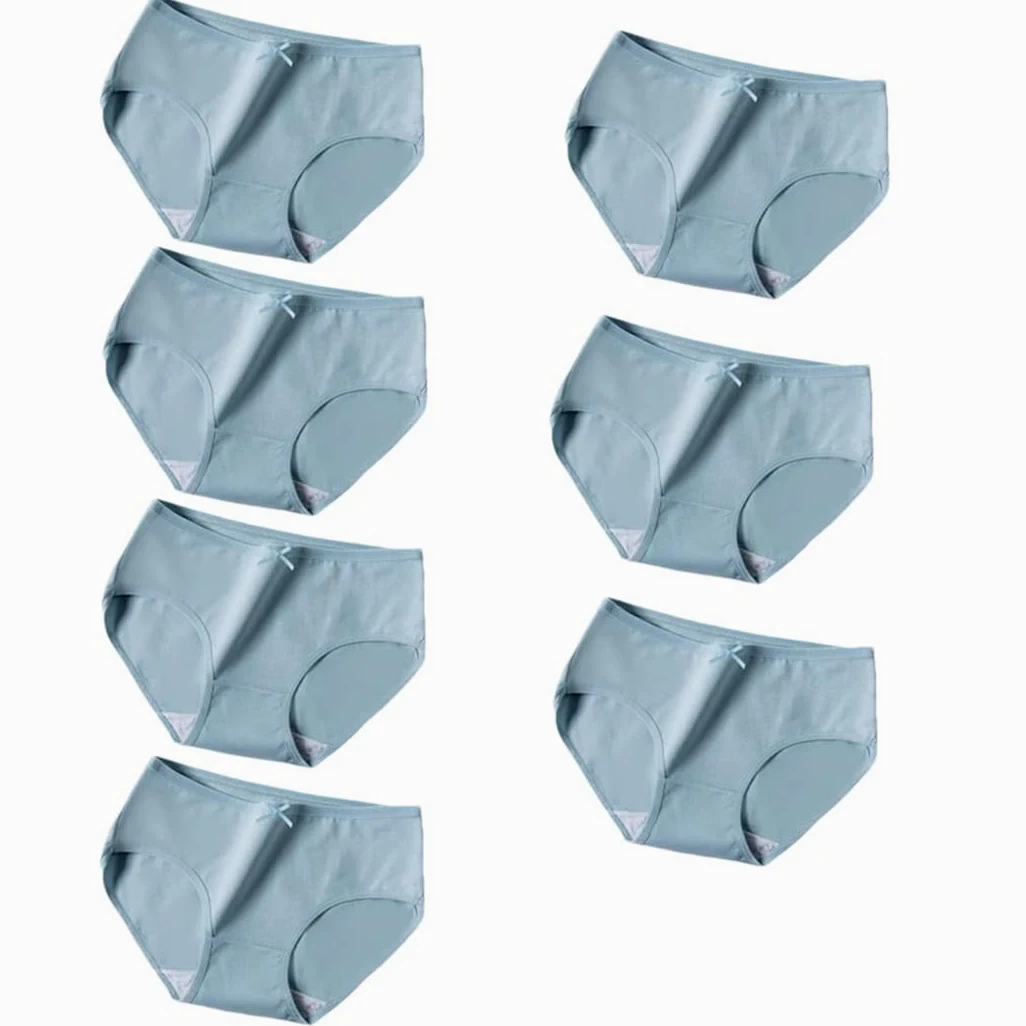 7 bragas de algodón transpirables para mujer, bragas sólidas, suaves, sin costuras