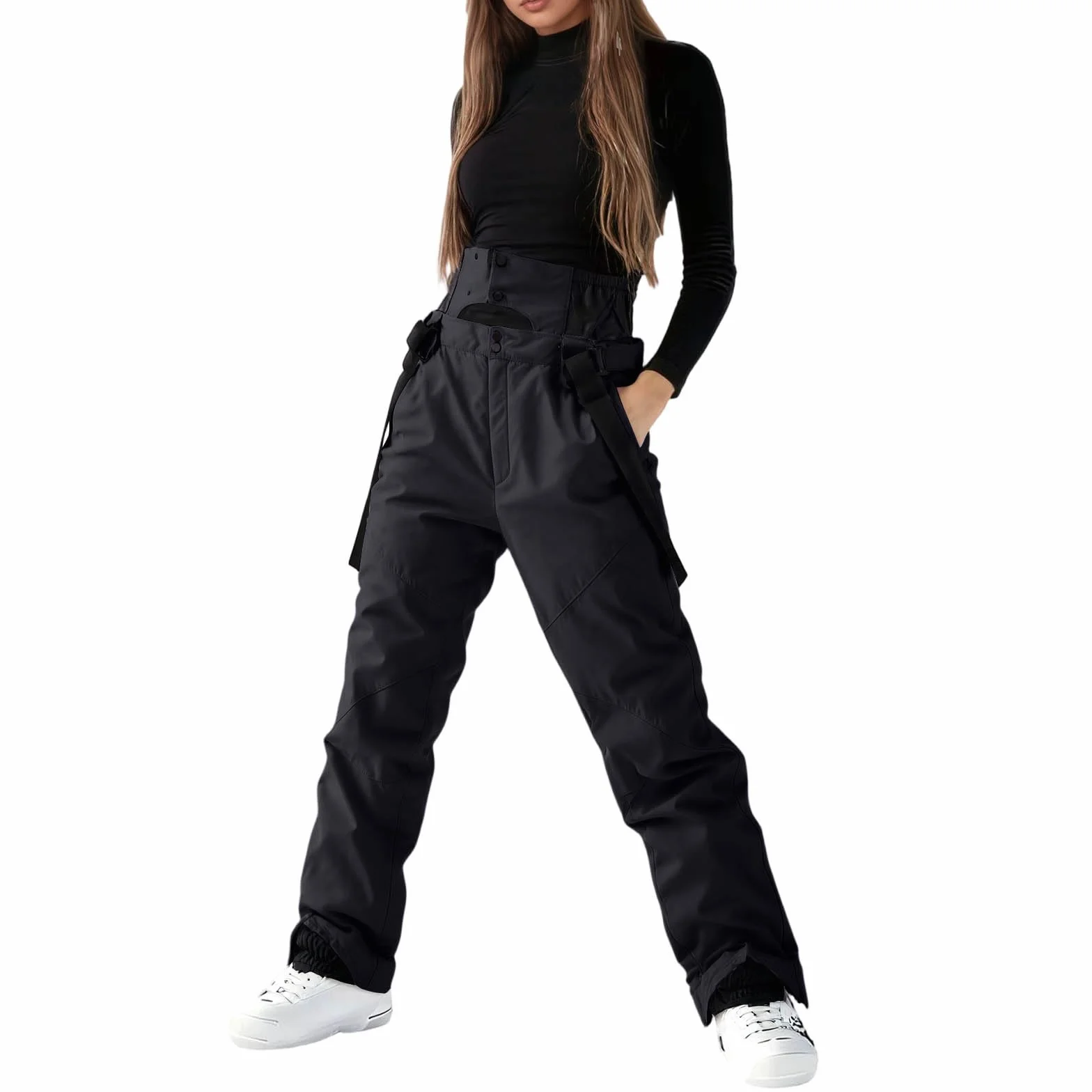 Genérico Pantalon Nieve Mujer Pantalones De Esquí Baggy Pantalón Termico Pantalon Ski Mujer Cálidos con Multibolsillos Pantalones Nieve Mujeres Ajustable Exterior Ropa Ski