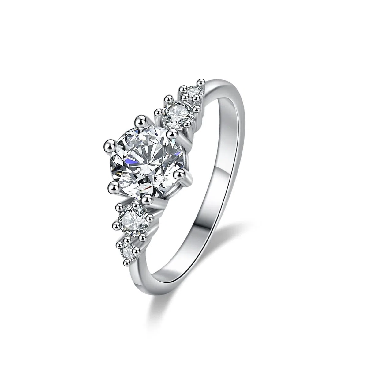 Anillo de oro blanco para mujer, anillos de compromiso, moissanite, 1 ct, anillo de boda solitario, elegante anillo de oro para mujer
