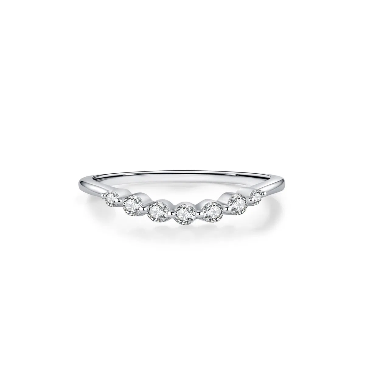 KnSam Anillo de la amistad de oro blanco Au 375/585/750, anillo de boda apilable clásico onda con diamante, alianzas de boda de 9 K/14 K/18 K, oro blanco, talla 47-65