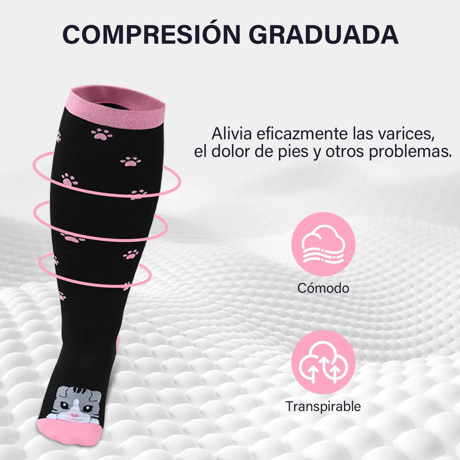 PUTUO Medias de Compresión Hombre y Mujer Calcetines Compresión Talla Grande 1 Par