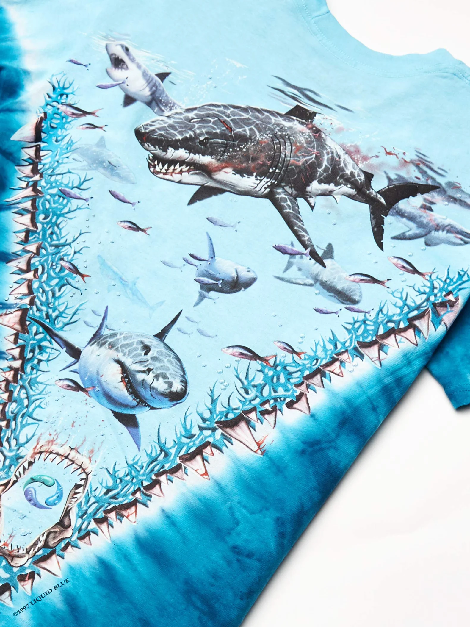 Liquid Blue Great White Sharks T-Shirt Camiseta Hombre (Pack de 1)