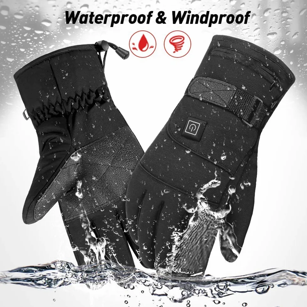 Guantes térmicos eléctricos para Exteriores, Interiores, calefacción a batería, Guantes de Invierno a Prueba de Viento para Exteriores, cálidos, para Montar en Motocicleta, Caza, e