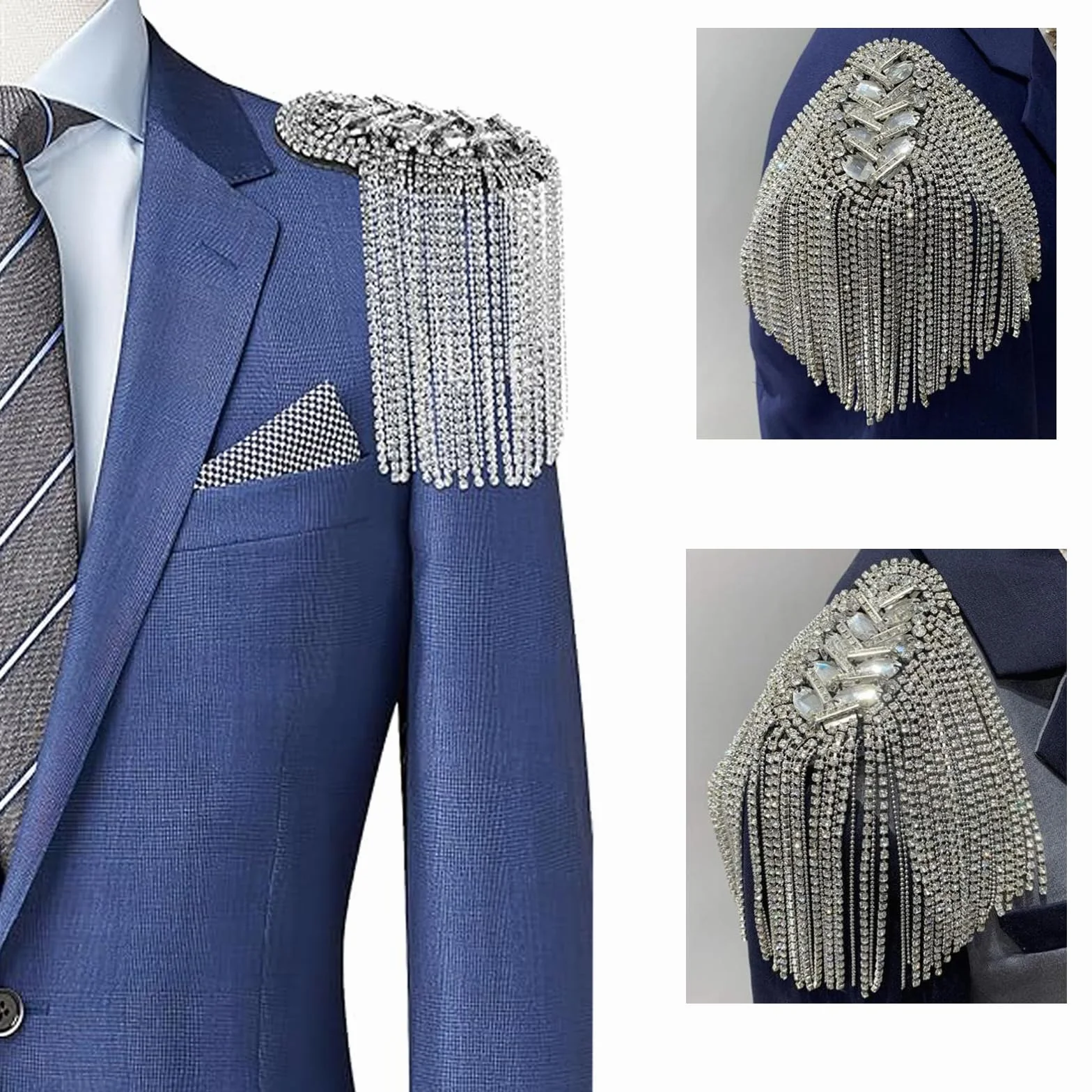 2 Piezas Charreteras Punk, Metal con Borlas, Oro, Adecuado para Militares Masculinos, Disfraces, Representaciones Teatrales, Decoración de Uniformes