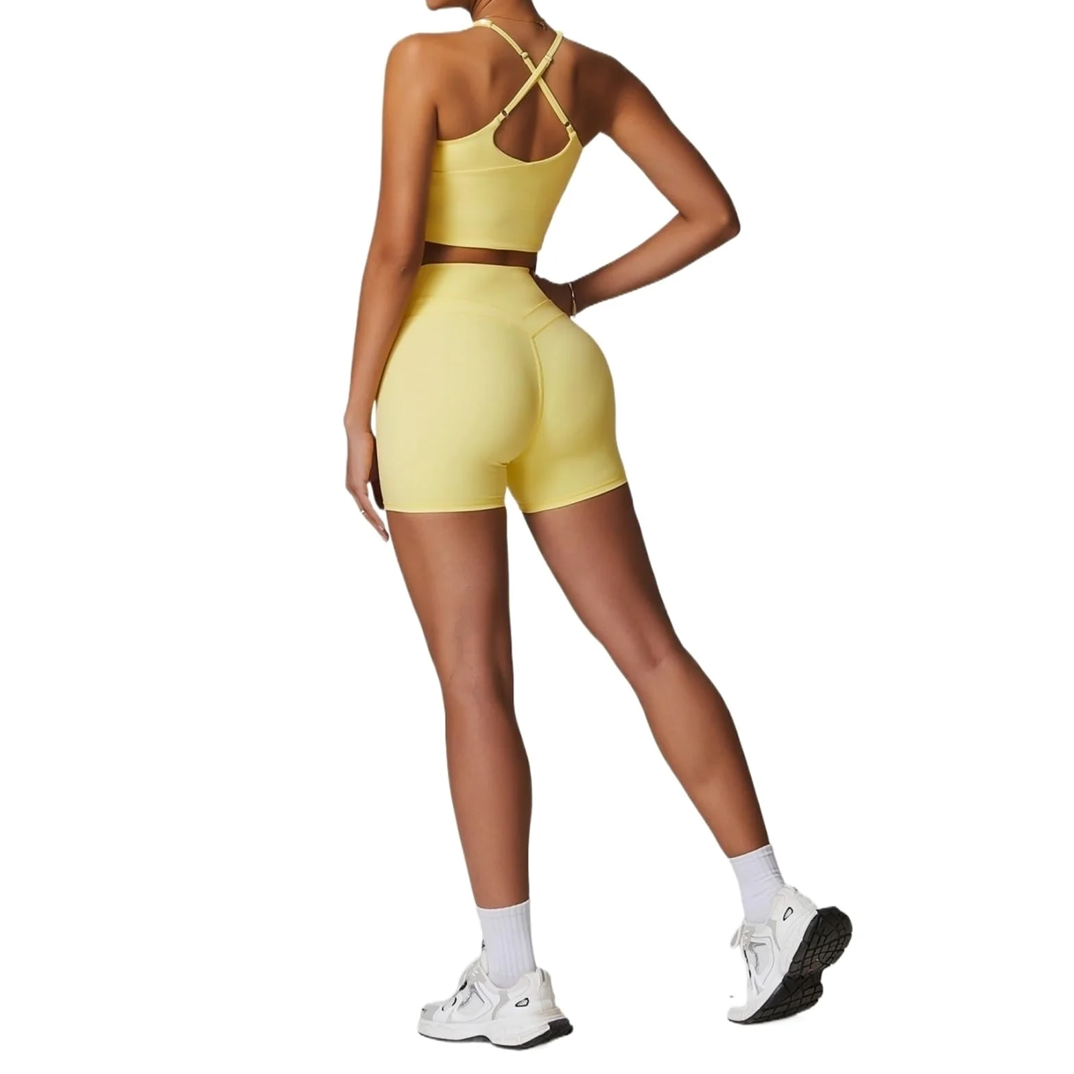 Conjunto Deportivo Mujer Conjunto de Yoga 2 uds, ropa deportiva, atlética, Legging gimnasio, sujetador Fitness, Top corto, traje deportivo manga corta