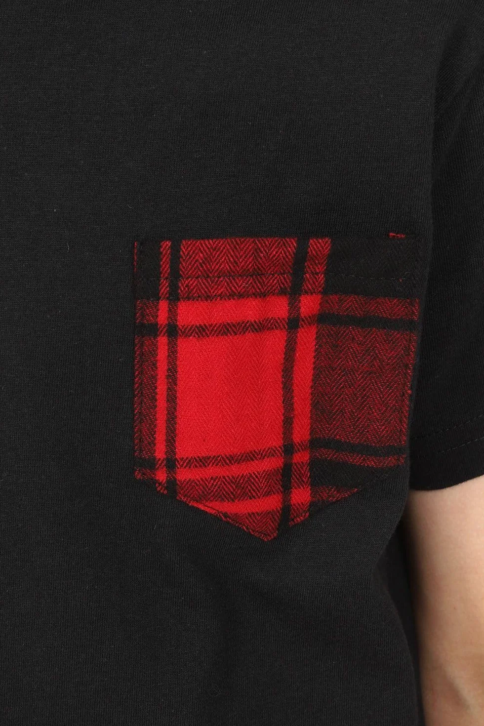ThePyjamaFactory Pijamas Niño Corto Algodón Cuadros Rojo Negro