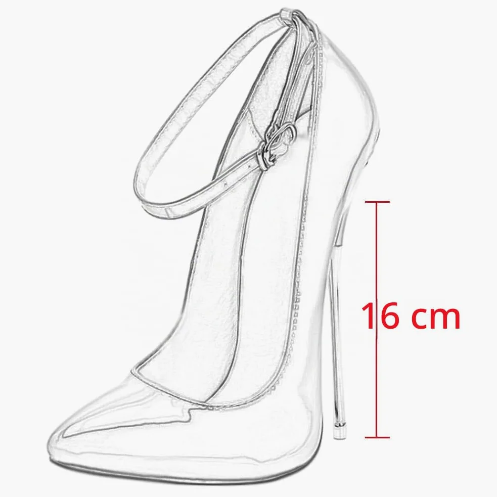 Mujer Puntiagudos Tacones Altos - Zapatos de Tacón Bombas Moda con Tacon Alto Tobillo Correa 16CM Puntiagudos Sexy Zapatos de Vestir