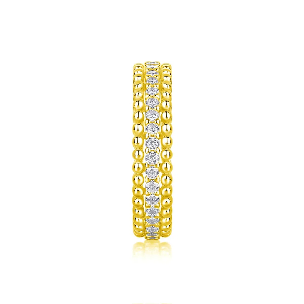 Anillo de compromiso de oro real de 9 quilates para mujer, pavé de moissanita, anillo de tres filas personalizado