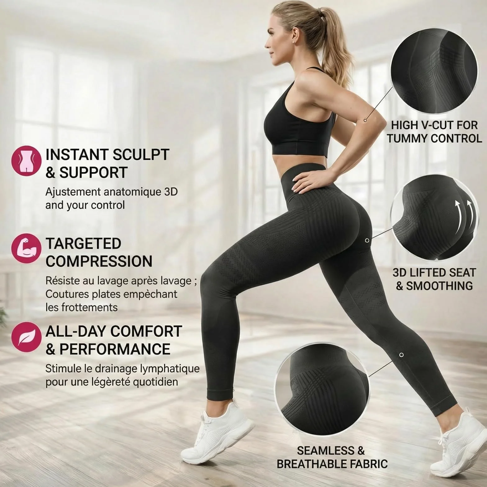 2 Pack Viva Cuerpo Leggings 3D Anticelulíticos Mujer,Leggings Anticelulitis 3D Compresión Reductores Lipedema,Leggins Anti Celulitis Deportivos Push Up, Mallas Anticelulitis Mujer Reductores Lipedema