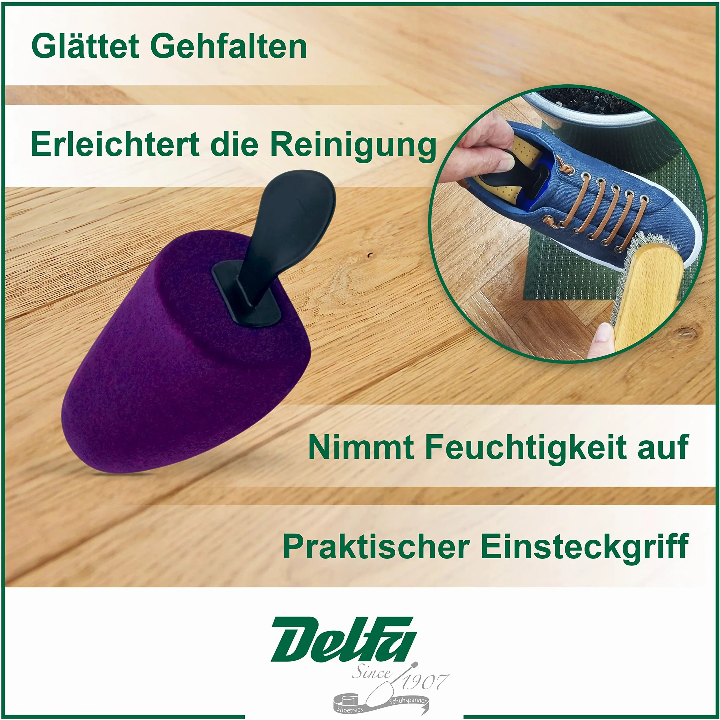 DELFA Set de 5 pares hormas para zapatos de espuma terciopelo “Gina” para mocasines e botines