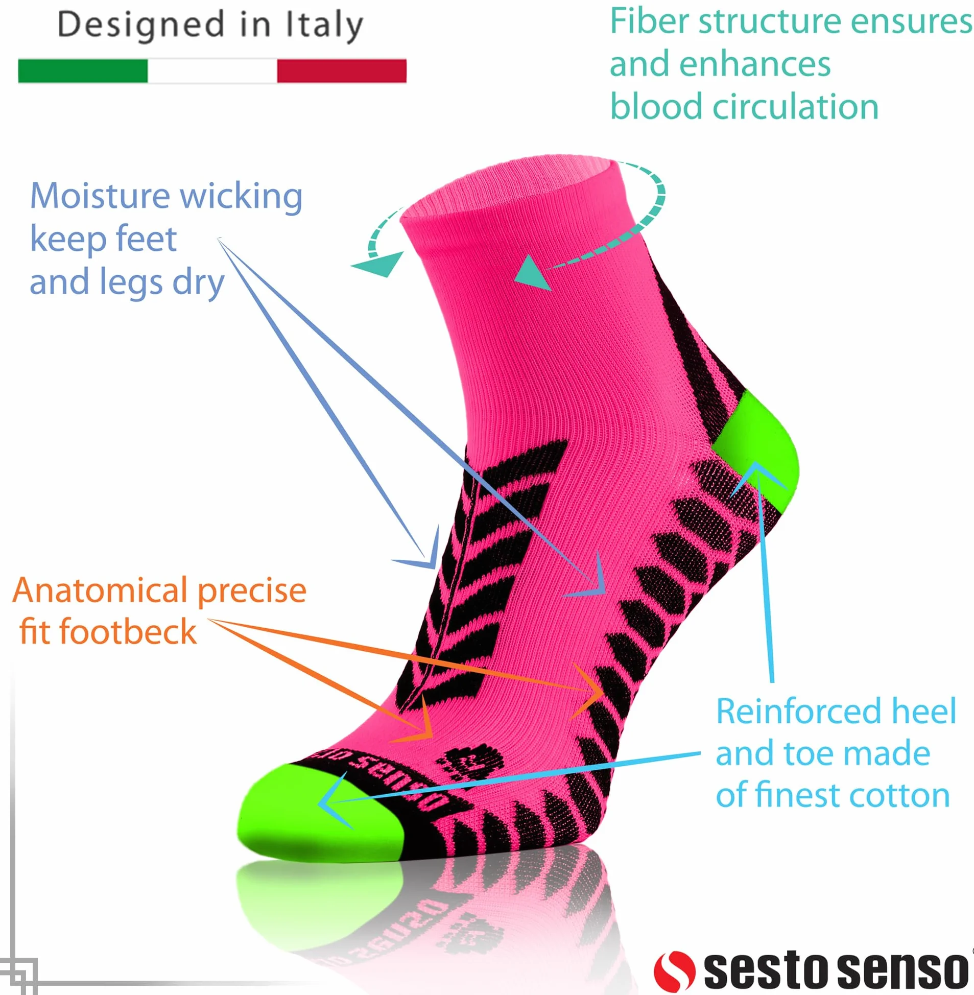 Sesto Senso Calcetines Deporte Cortos 3 Pares Hombre Mujer