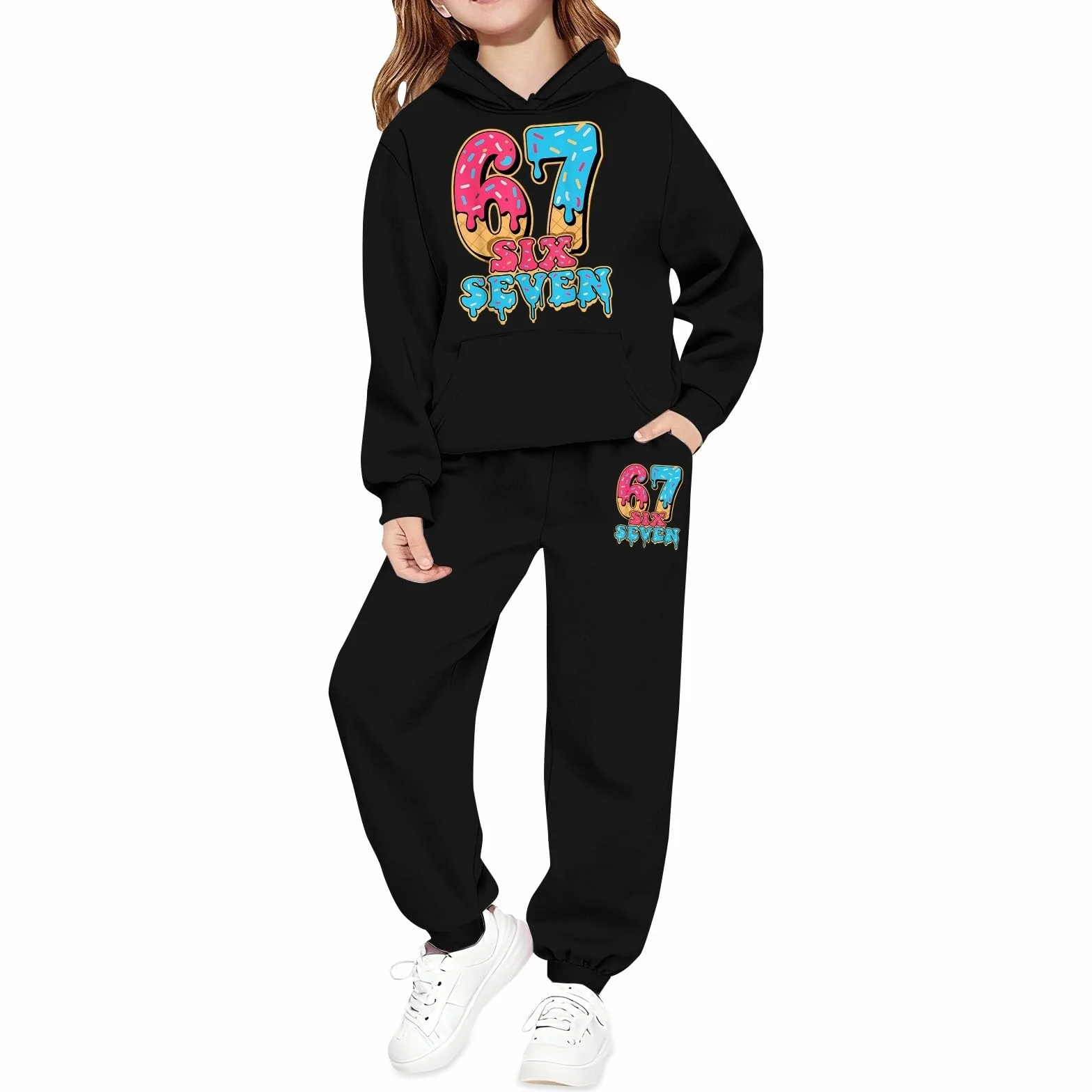 Six Seven - Traje deportivo para niños, unisex, 2 piezas, para el tiempo libre, con capucha y pantalones de chándal