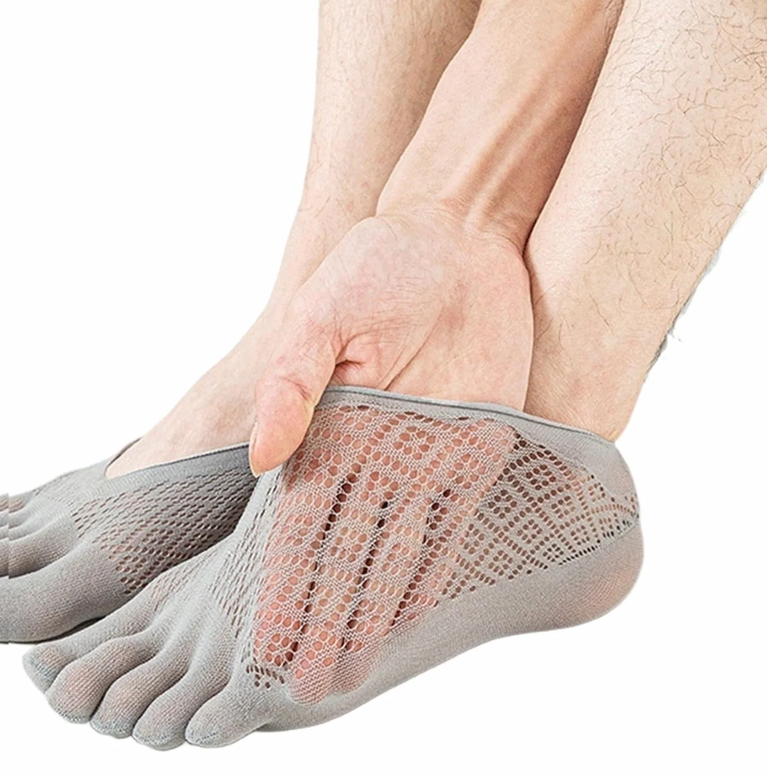ERICAT 5 pares de calcetines de verano para hombre, ultrafinos, transpirables, invisibles, calcetines tobilleros para hombre, 5 gris oscuro, EU 37-45