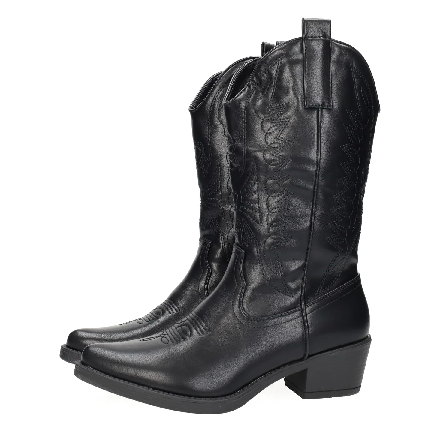 U8A-AX8320-2 Botas Cowboy Mujer Diseño Bordado Imitación Piel Botas con Cremallera Tacón 5 cm Moda Viejo Oeste, Calzado Cowboy Mujer Botines