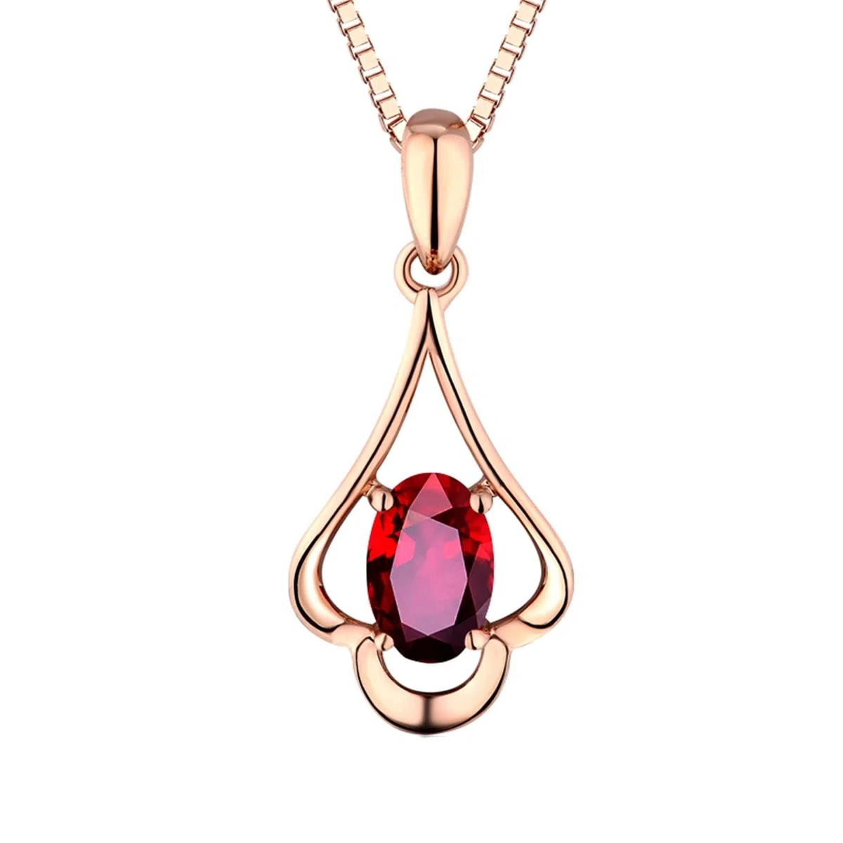 Cadena de oro rosa, colgantes para collares de 18 quilates de flor con rubí de 0,45 ct, regalos de boda, collar fino para mujer, Gold