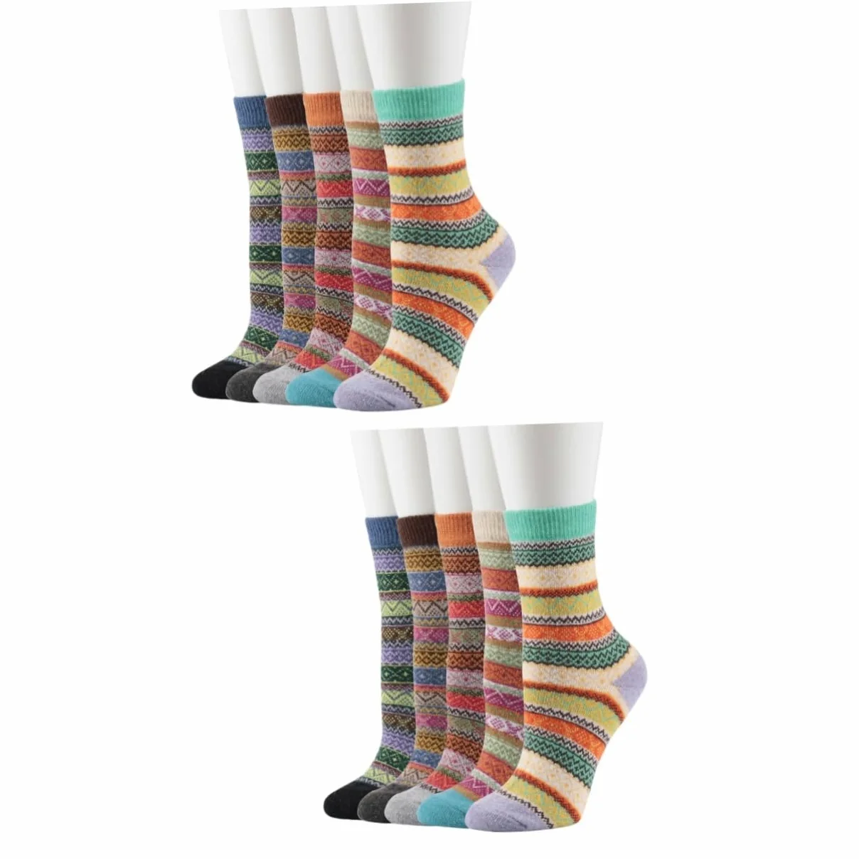 SHERCHPRY 10pares Calcetines De Lana Para Mujer Diseño Vintage Térmicos y Cómodos Para Invierno Paquete
