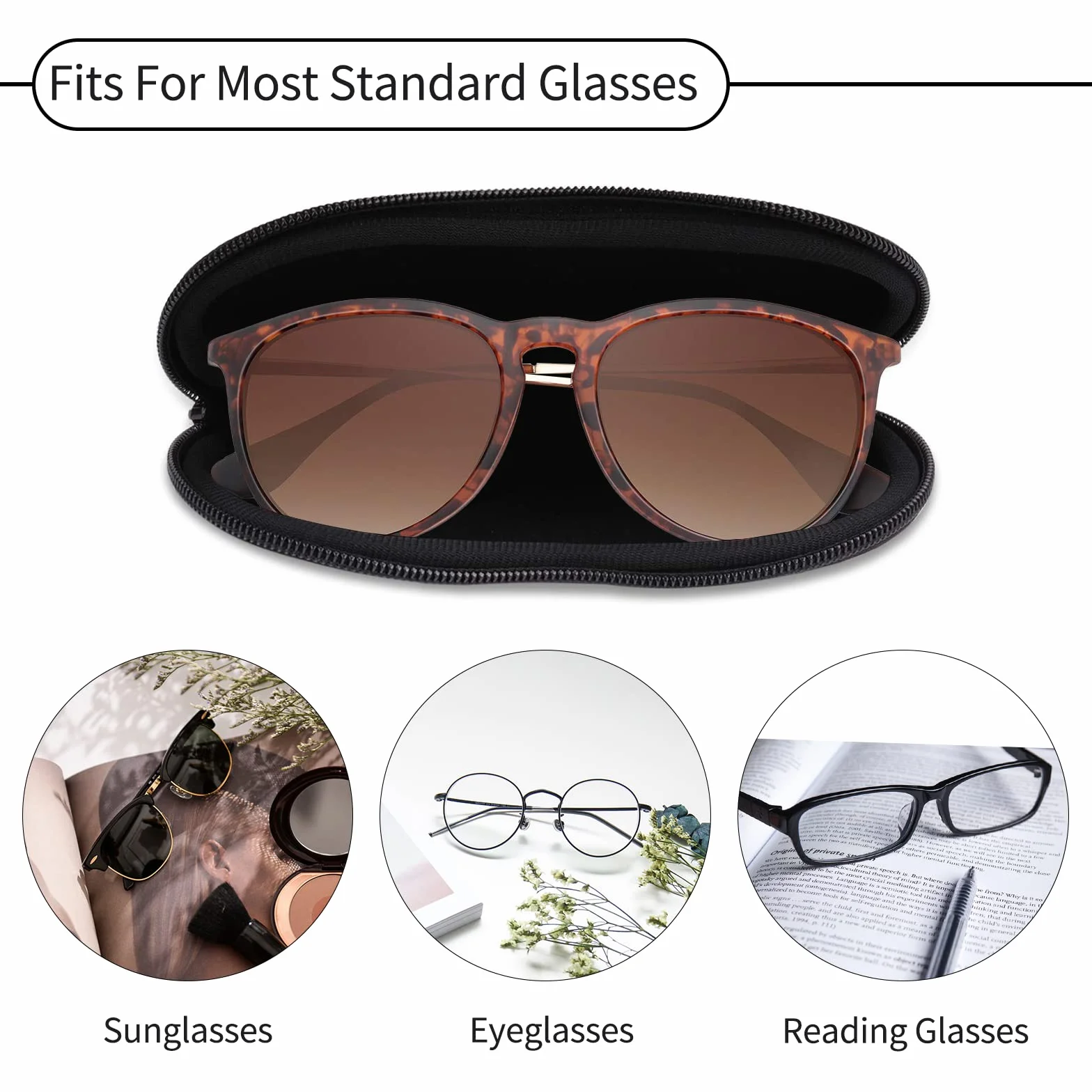 Hion Estuche suave para gafas de sol con clip para cinturón y cremallera de neopreno